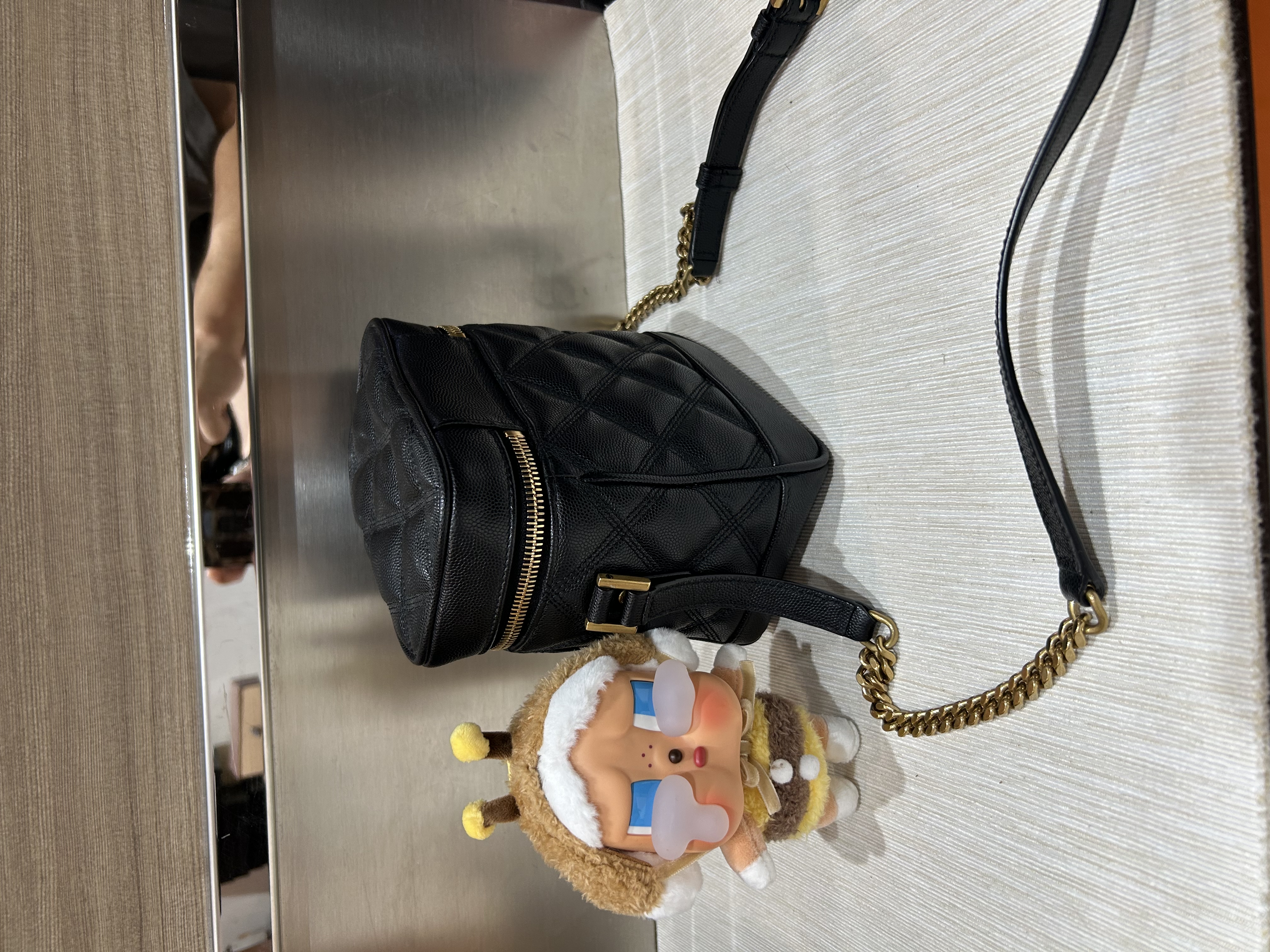 Ysl 80'S VANITY BAG IN CARRÉ-QUILTED GRAIN DE POUDRE EMBOSSED LEATHER 100%Authentic, 98%new ✅Dust bag