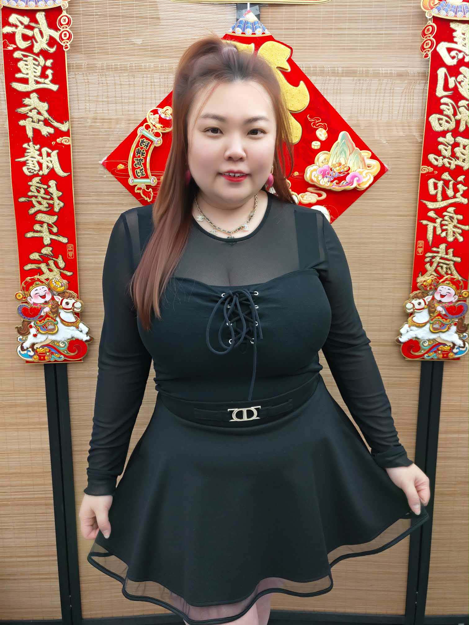 DDB02 6002(A2) 绑带内搭加长袖网纱两件式上衣