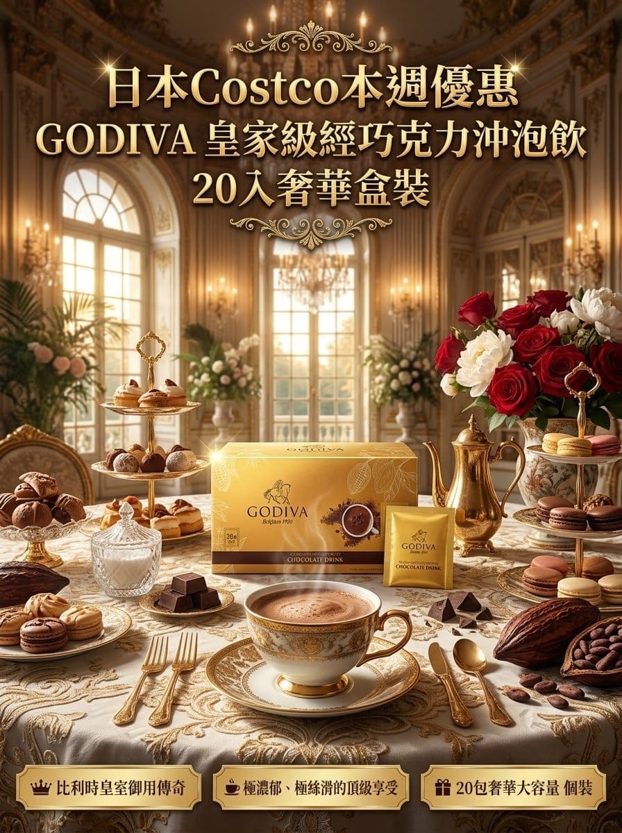 日本 Costco │GODIVA 比利時經典香濃可可粉隨身包禮盒 - 20gX20包裝