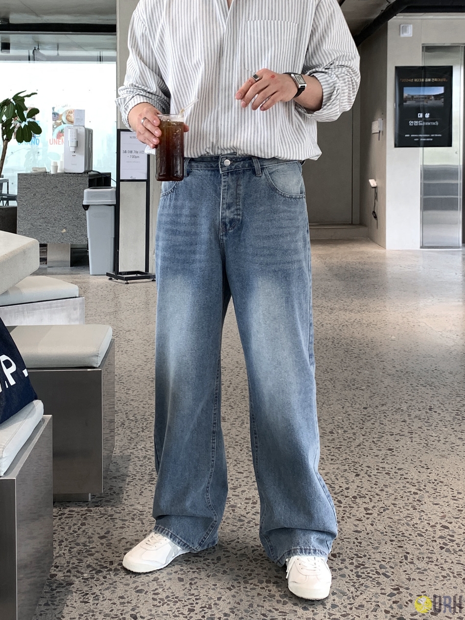 【100%保證韓國直送】復古灰調洗水寬鬆直腳牛仔褲 👖 [5 color] RL114824