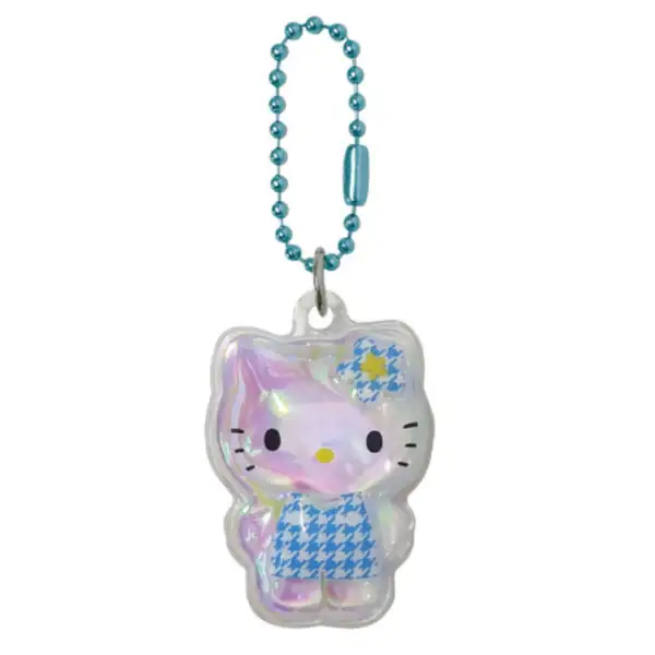 Sanrio 滴膠迷你掛件 Hello Kitty 藍色千鳥格
