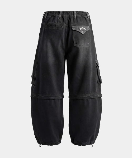 Distressed Convertible Cargo Pants - Black - 디스트레스드 컨버터블 카고 팬츠 - 블랙