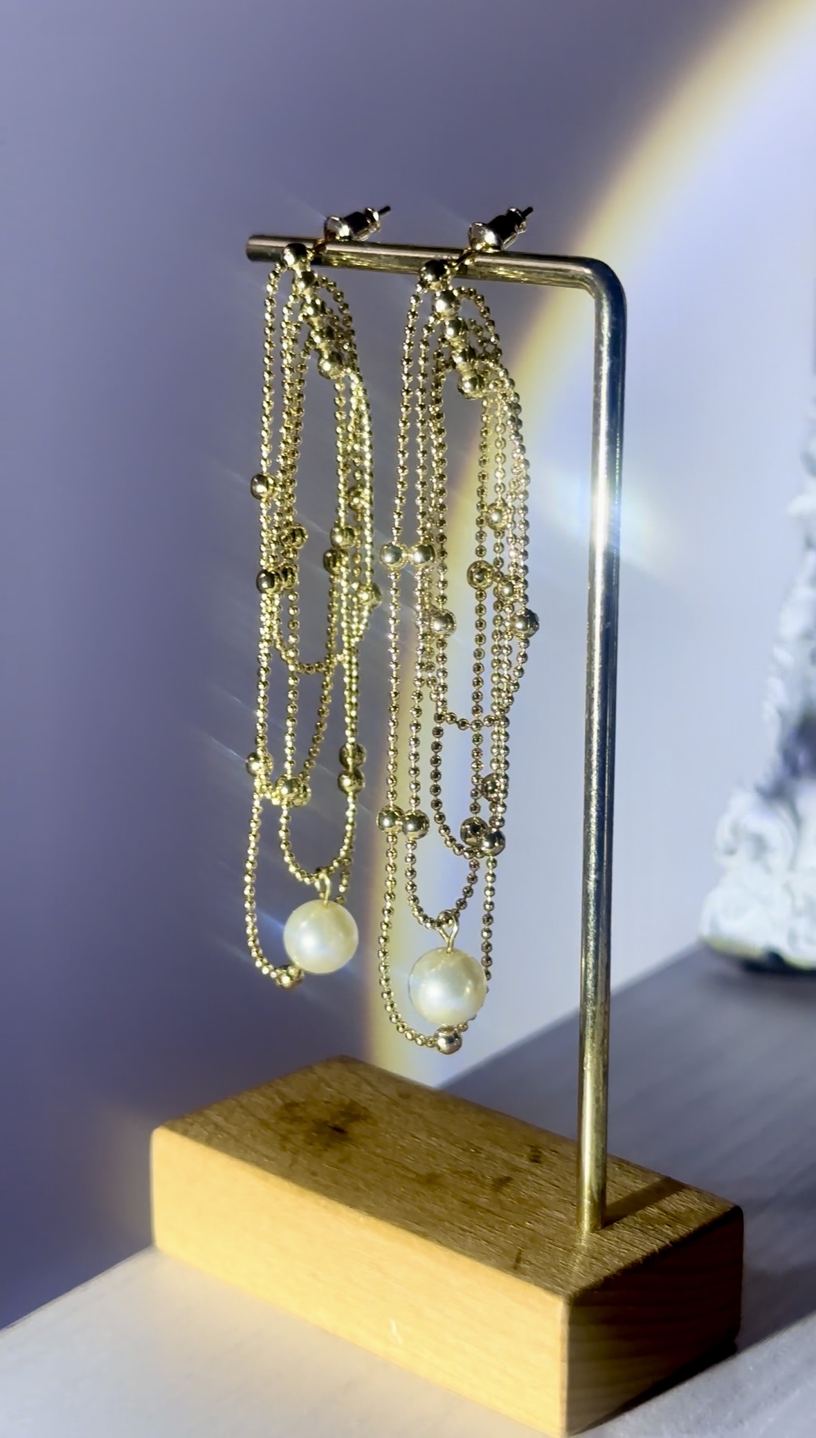 氣質圓珠流蘇珍珠耳環⚜️