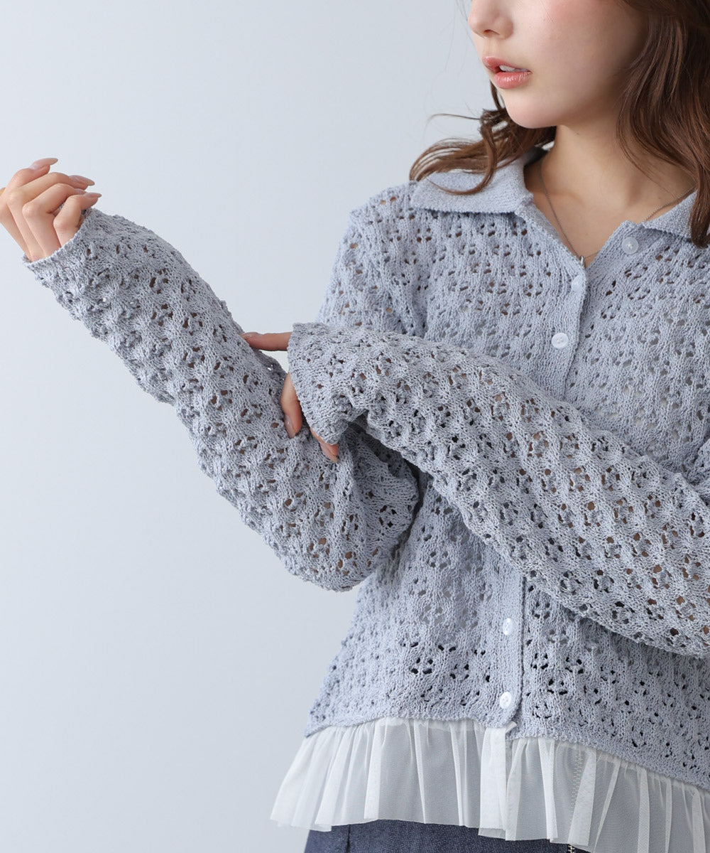 <JP> 編織鏤空薄紗cardigan * 2色入 <預購>