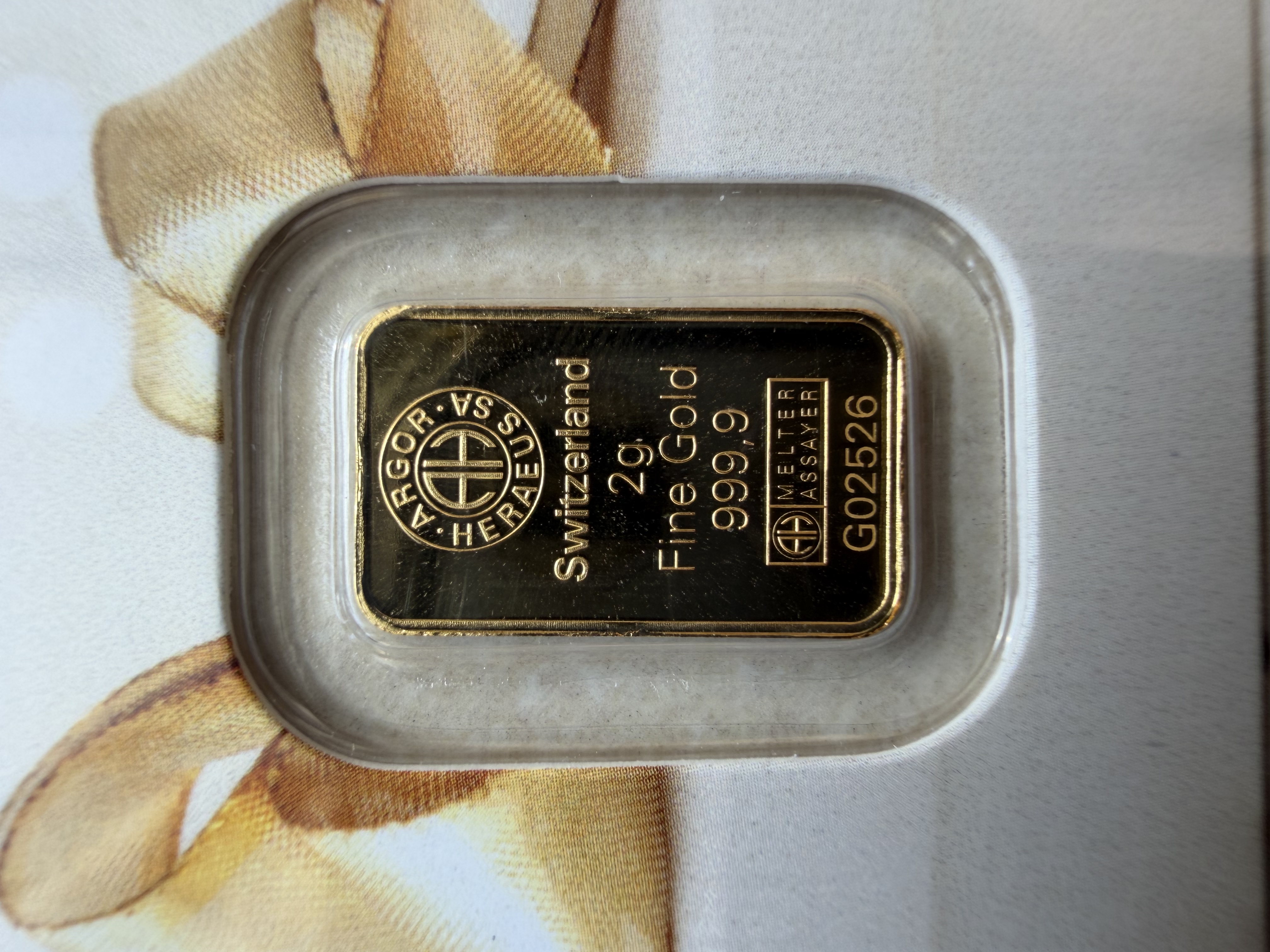 (SN2526) ARGOR Heraeus Gift 2g 🇨🇭Swiss Fine Gold Bar 999.9 礼物金条