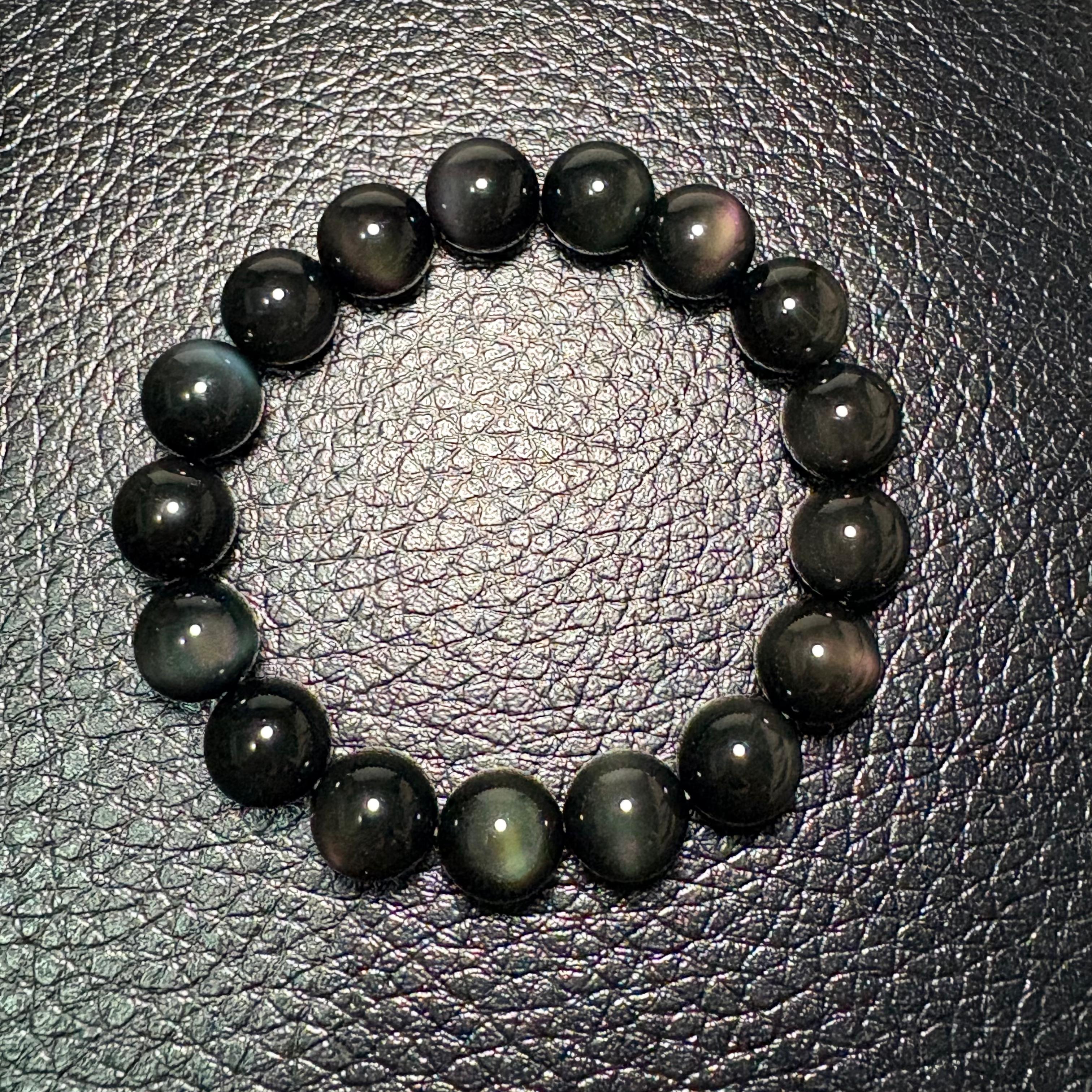 12mm彩虹黑曜石手串 No.4265