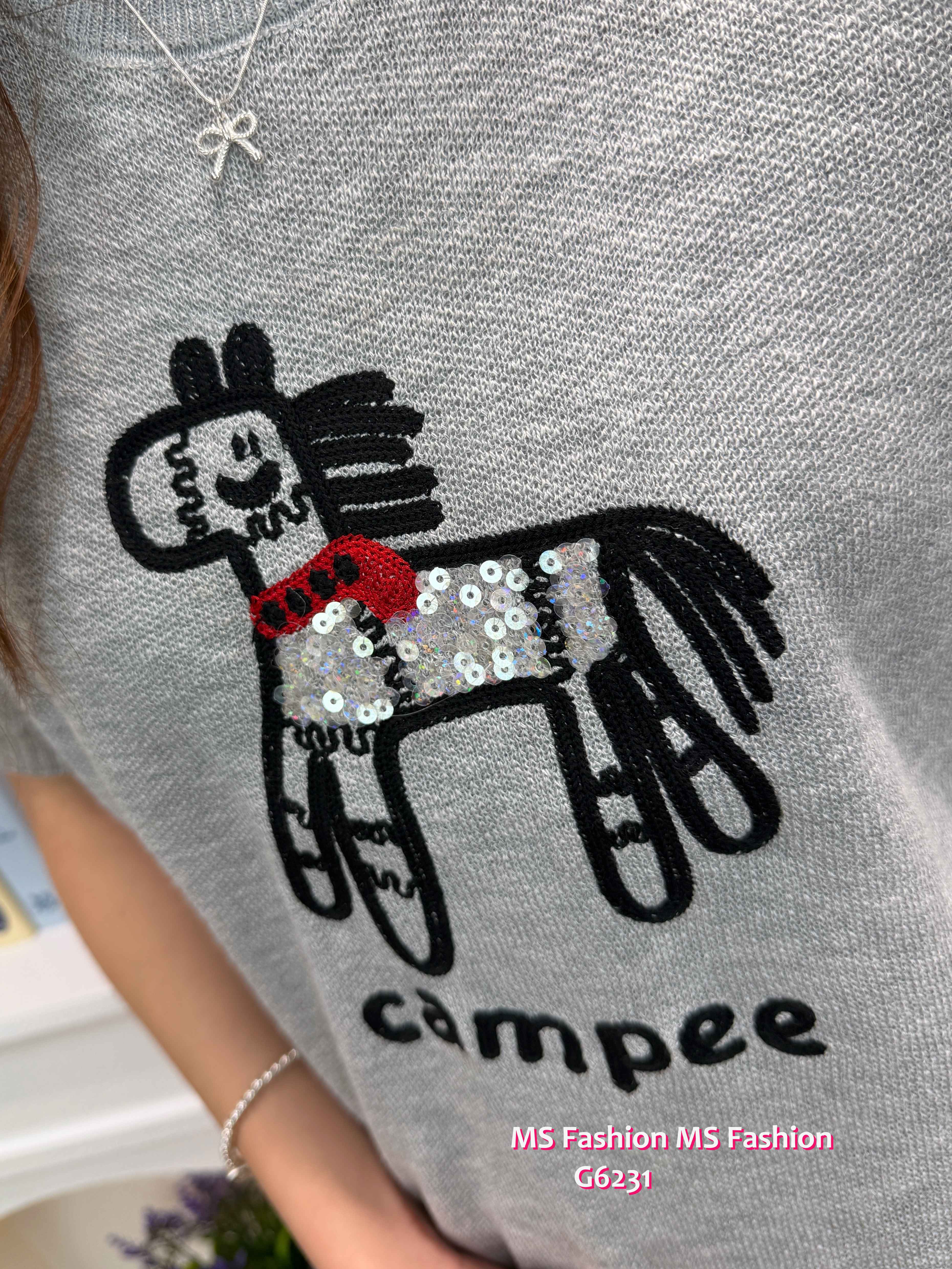 G6231 韓國🇰🇷珠片馬仔針織top