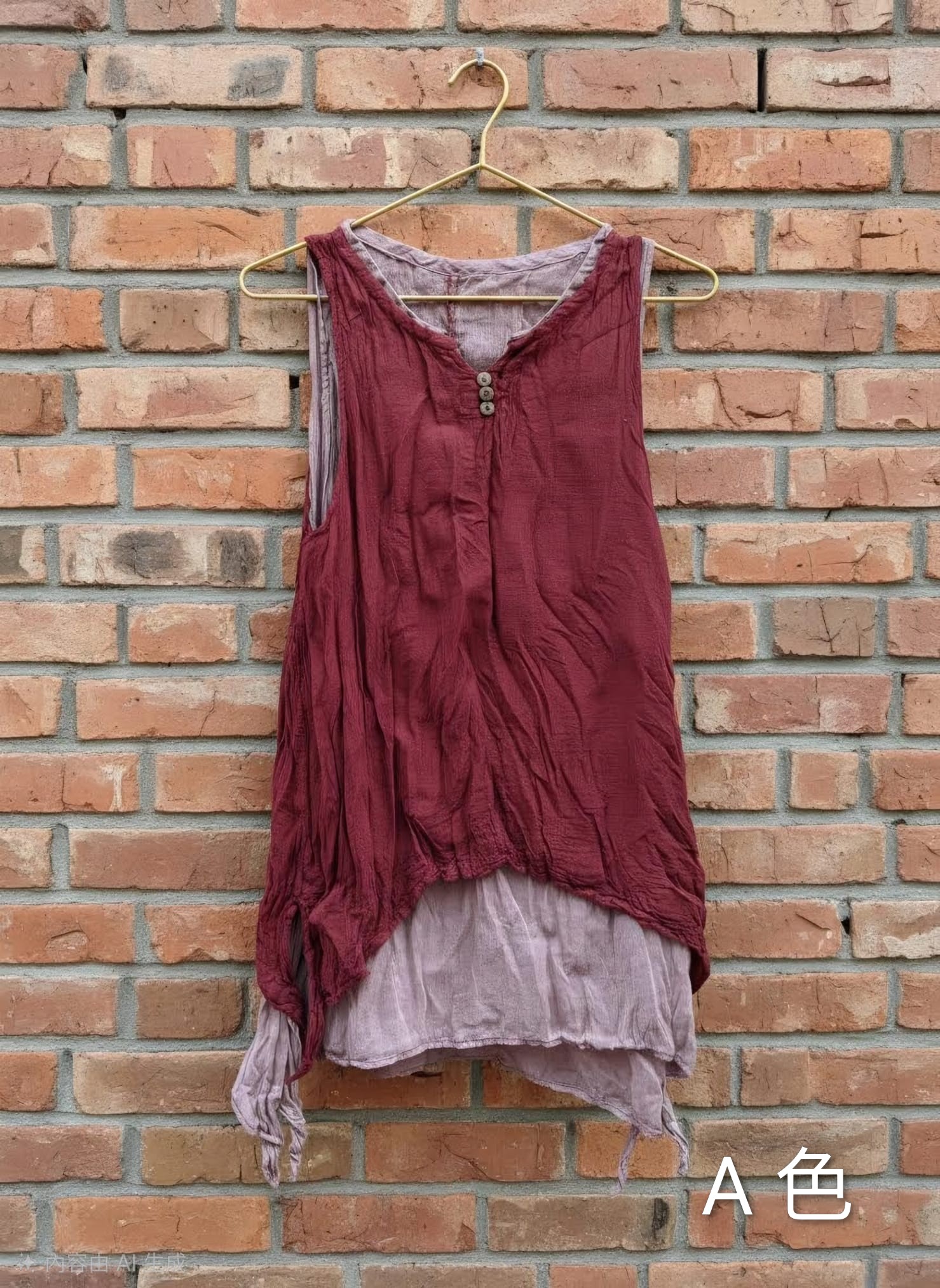 泰國純棉假兩件背心