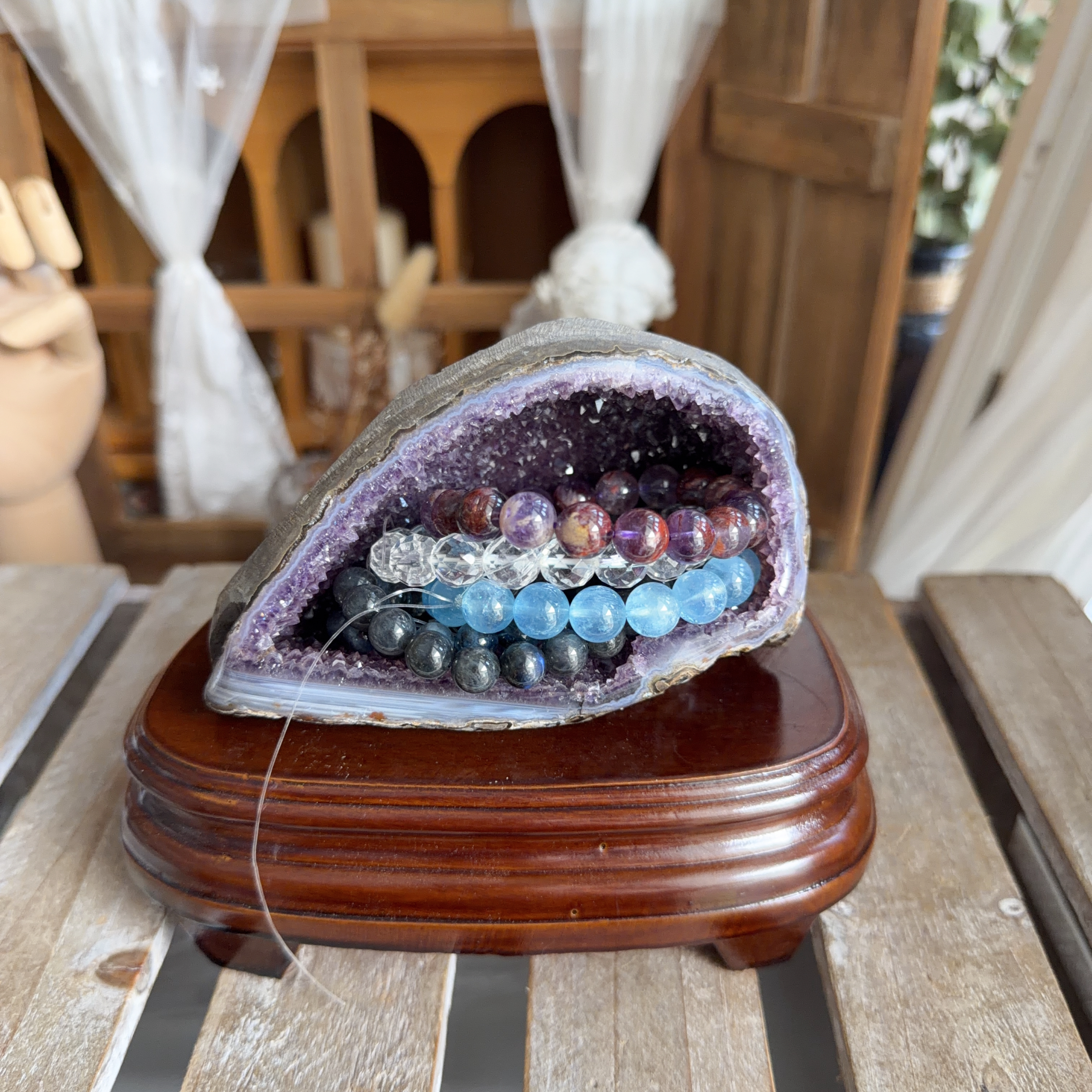 原皮紫晶錢袋子（包底座）