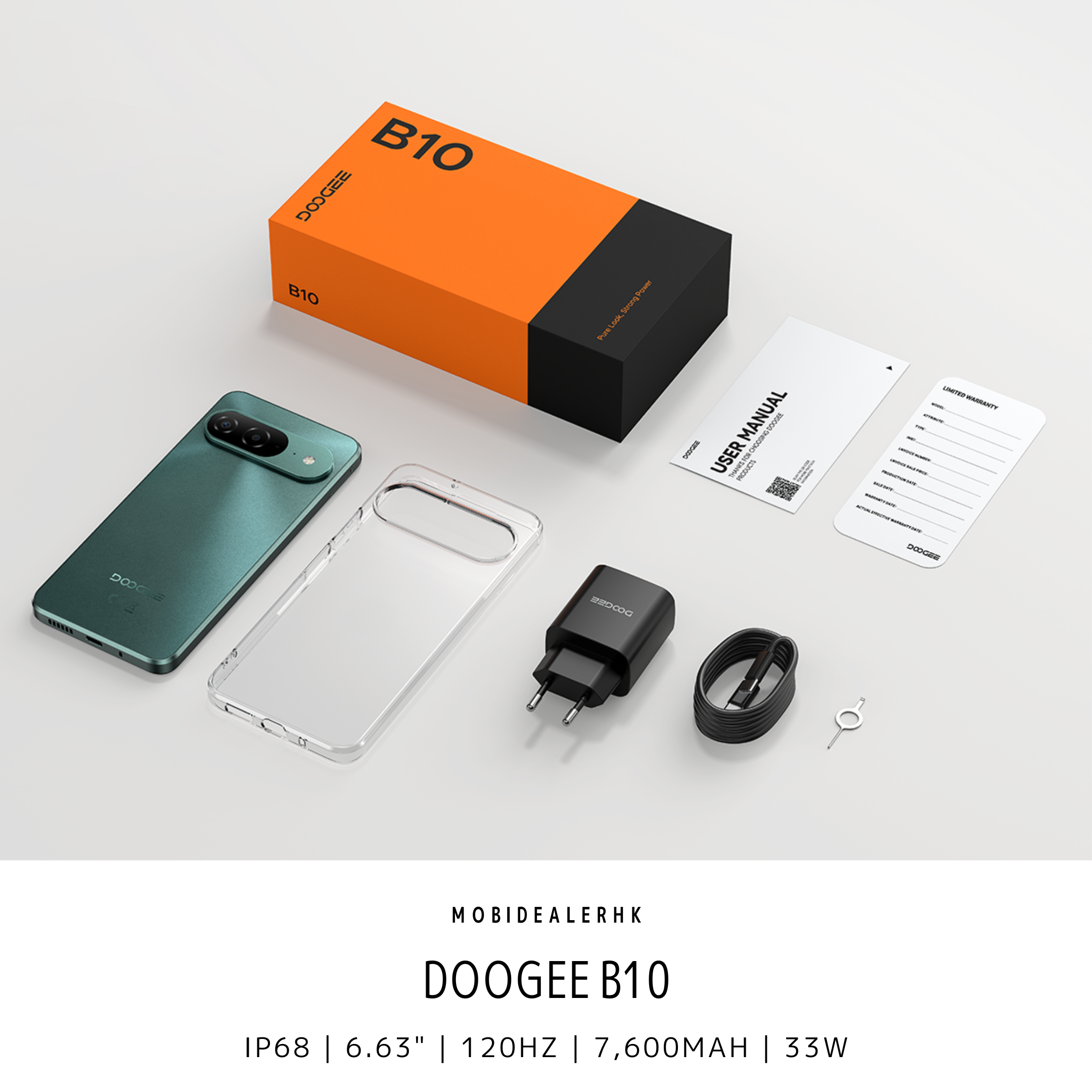 Doogee B10 | 道格 B10 | 4G | 智能手機 | IP68/IP69K 防水級別 | 6.63" | 120Hz | 7600mAh 大電池 | 33W 快充