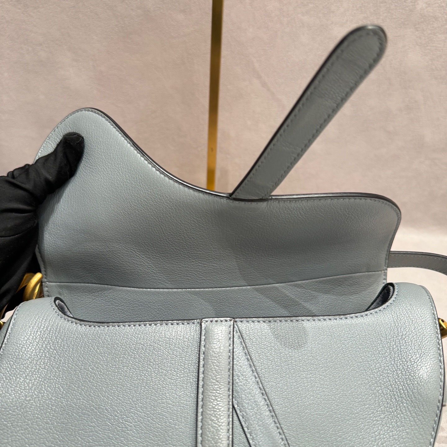 【預訂貨品】Dior全皮霧霾藍馬鞍包