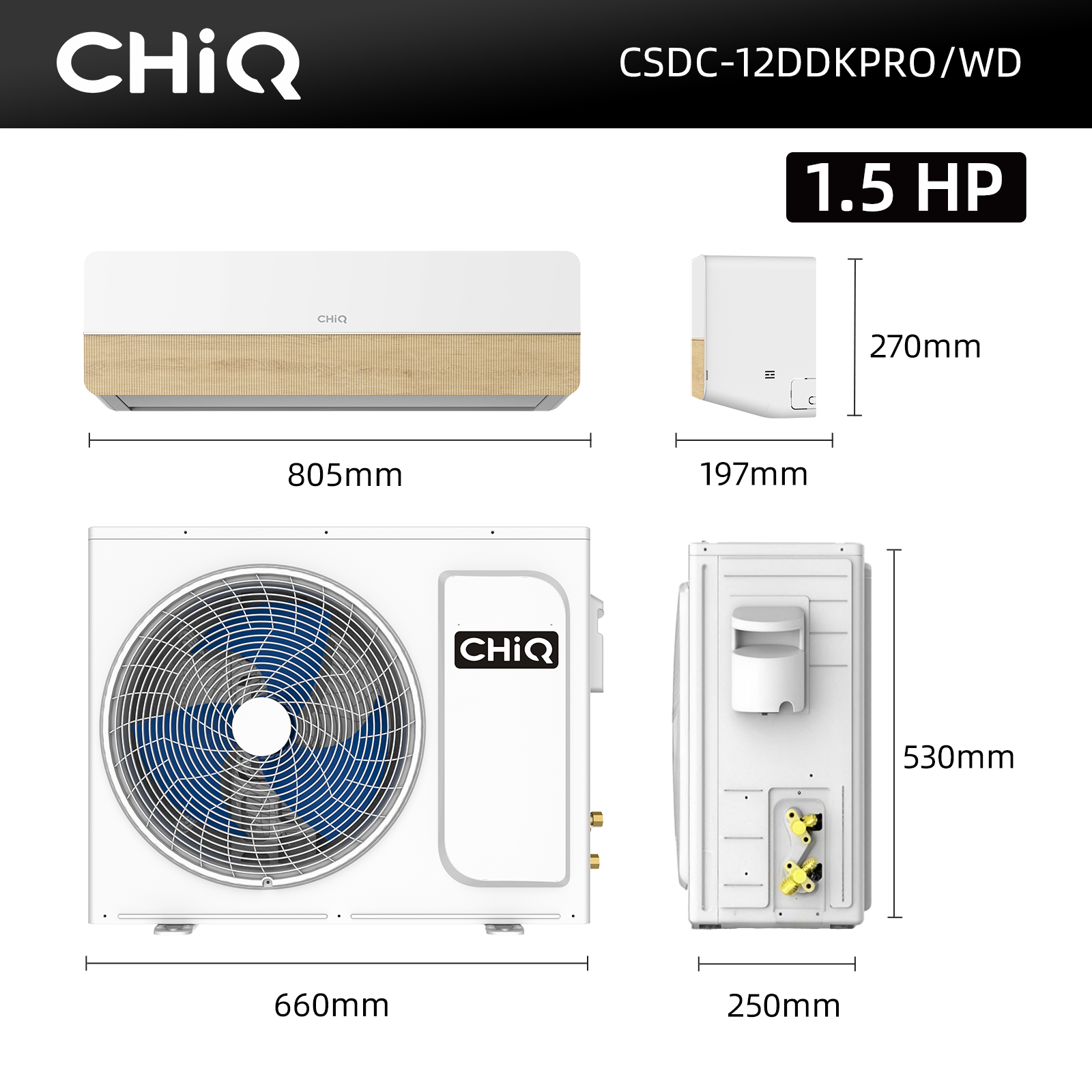 CHiQ 1.5HP R32 Inverter Grace Wooden Air Conditioner (CSDC-12DDKPRO-WD)