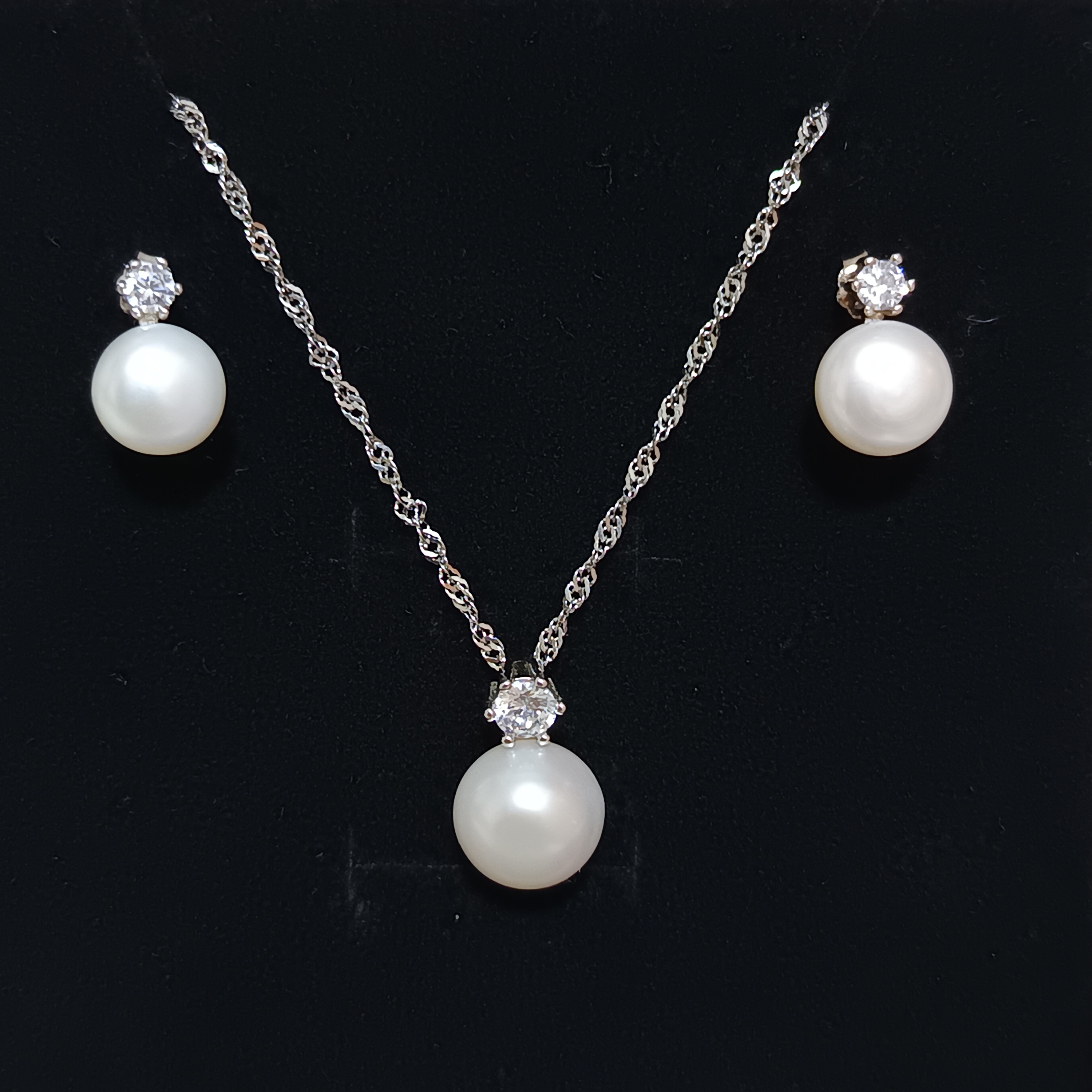 特價品‼️精品淡水饅頭珍珠925銀吊墜耳釘套裝