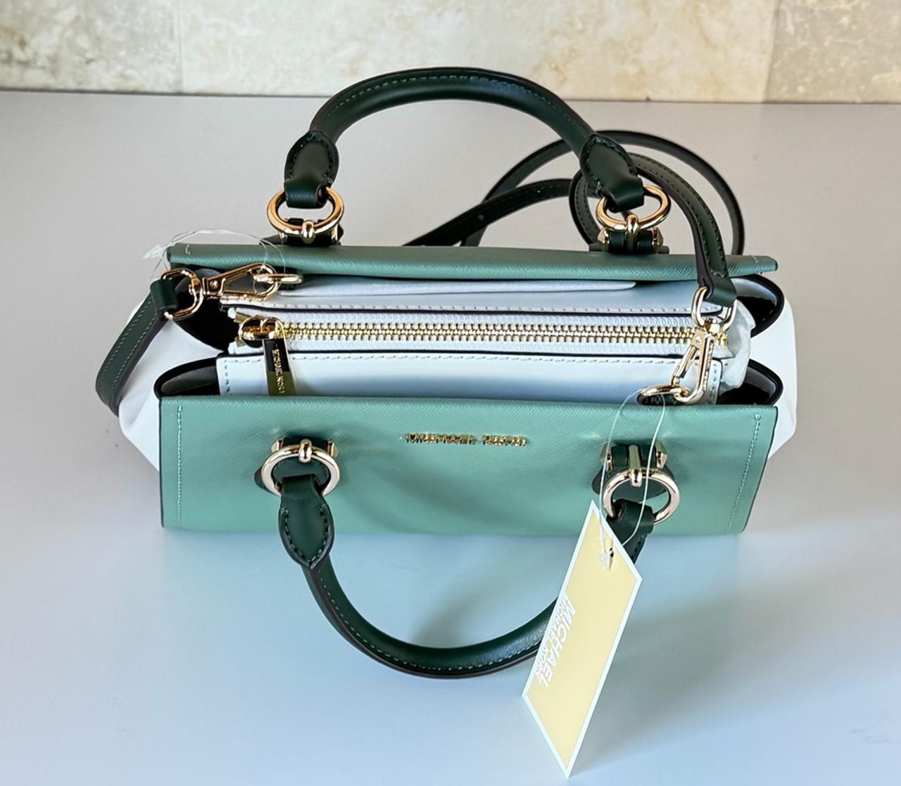 香港現貨-Michael Kors Outlet Marilyn Saffiano Leather Messenger Bag Green Multi