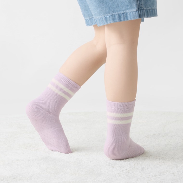 部分現貨💚預訂 台灣直送💚三色純色條紋防滑中筒襪三對裝