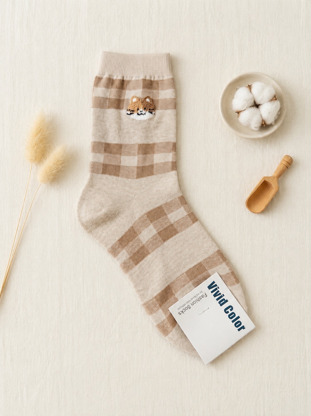 Korean 3D Meow Head Calf Women's Mid Crew Socks
