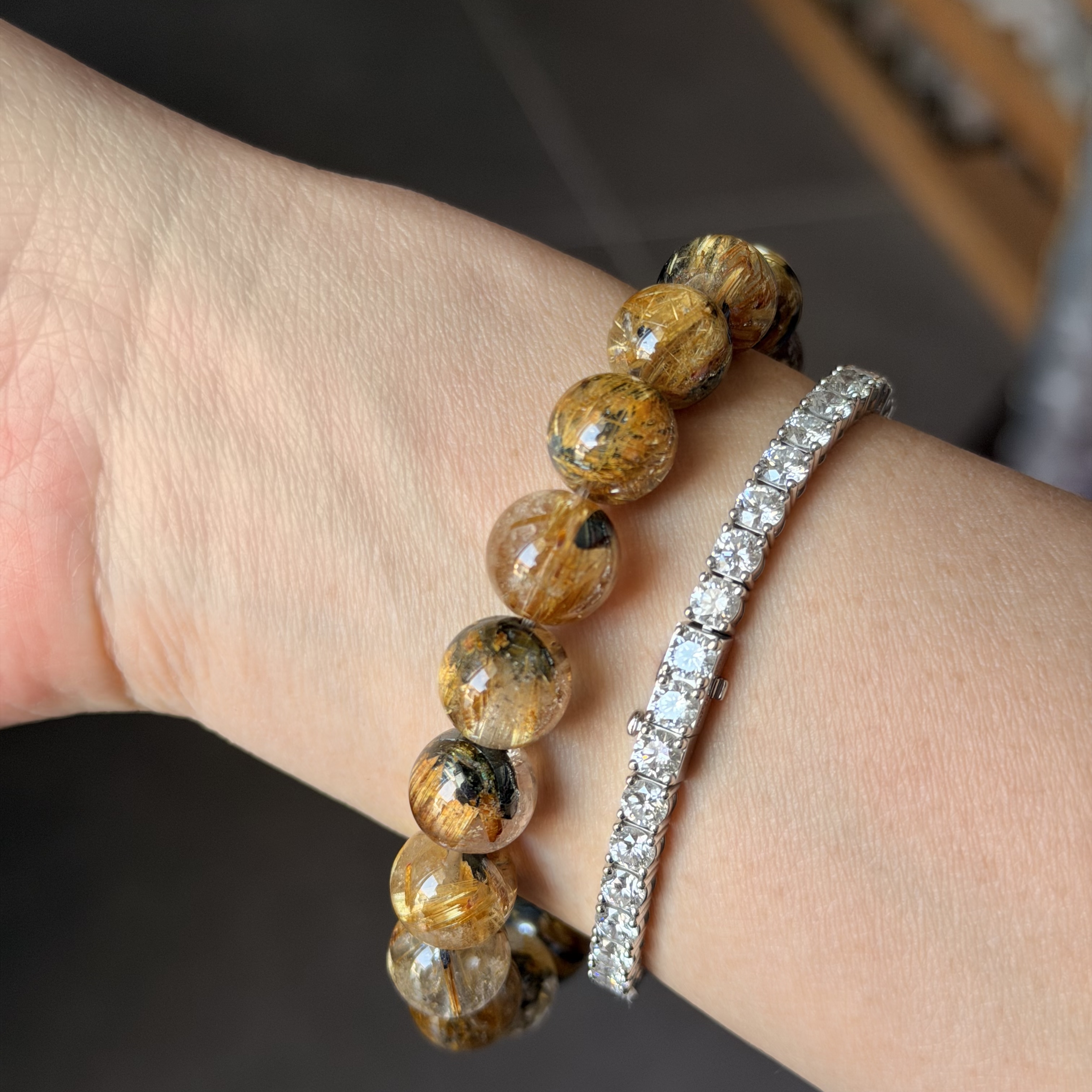 10mm金鈦晶共生赤鐵礦手串