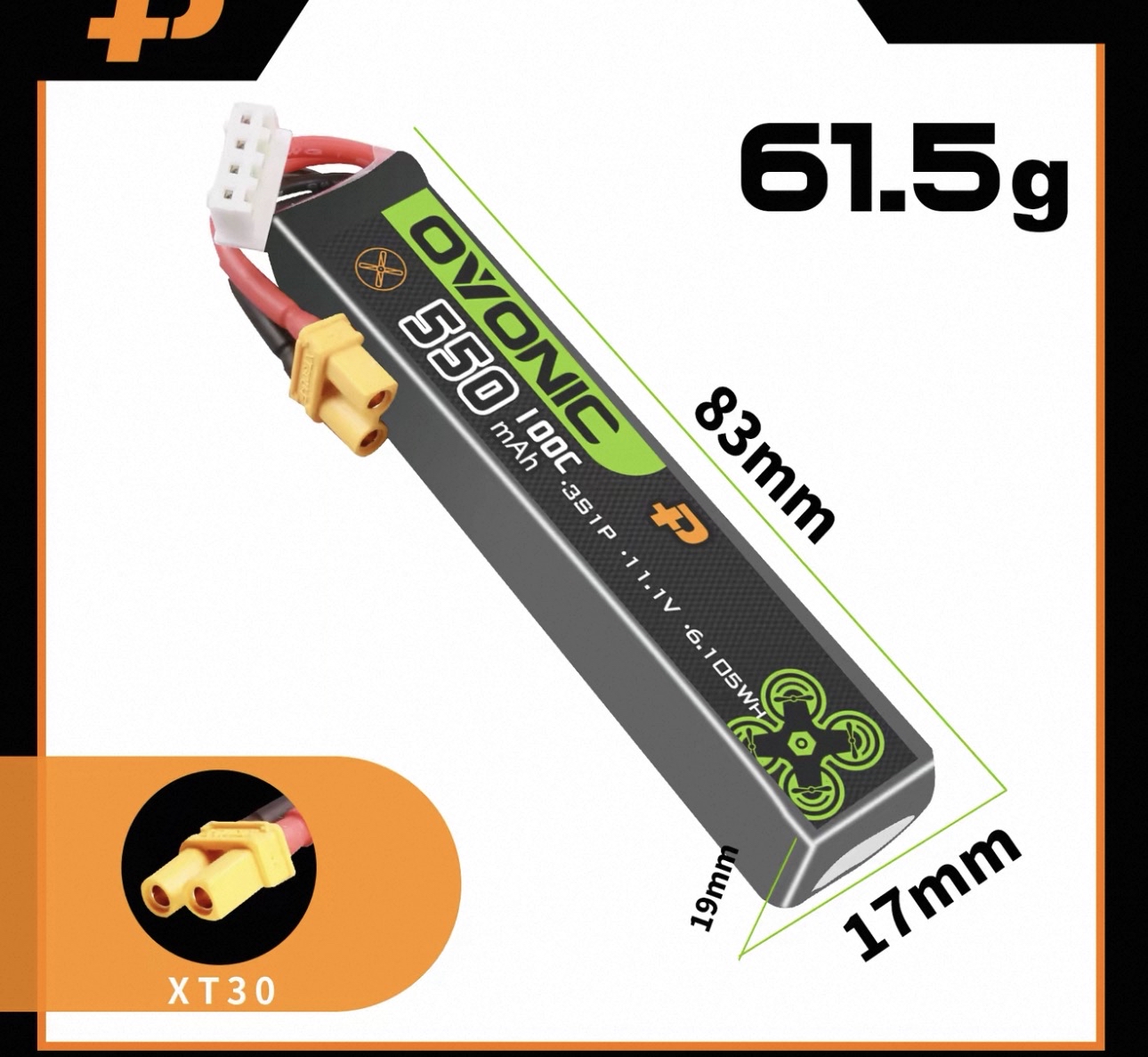 Ovonic 550mah 3s 100c lipo 