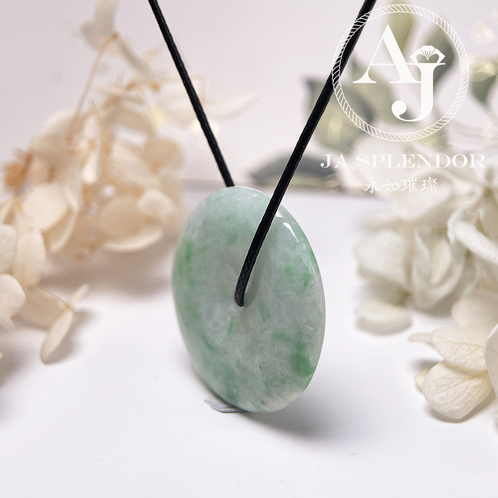 JN-3144 天然翡翠A玉 白底青大平安扣