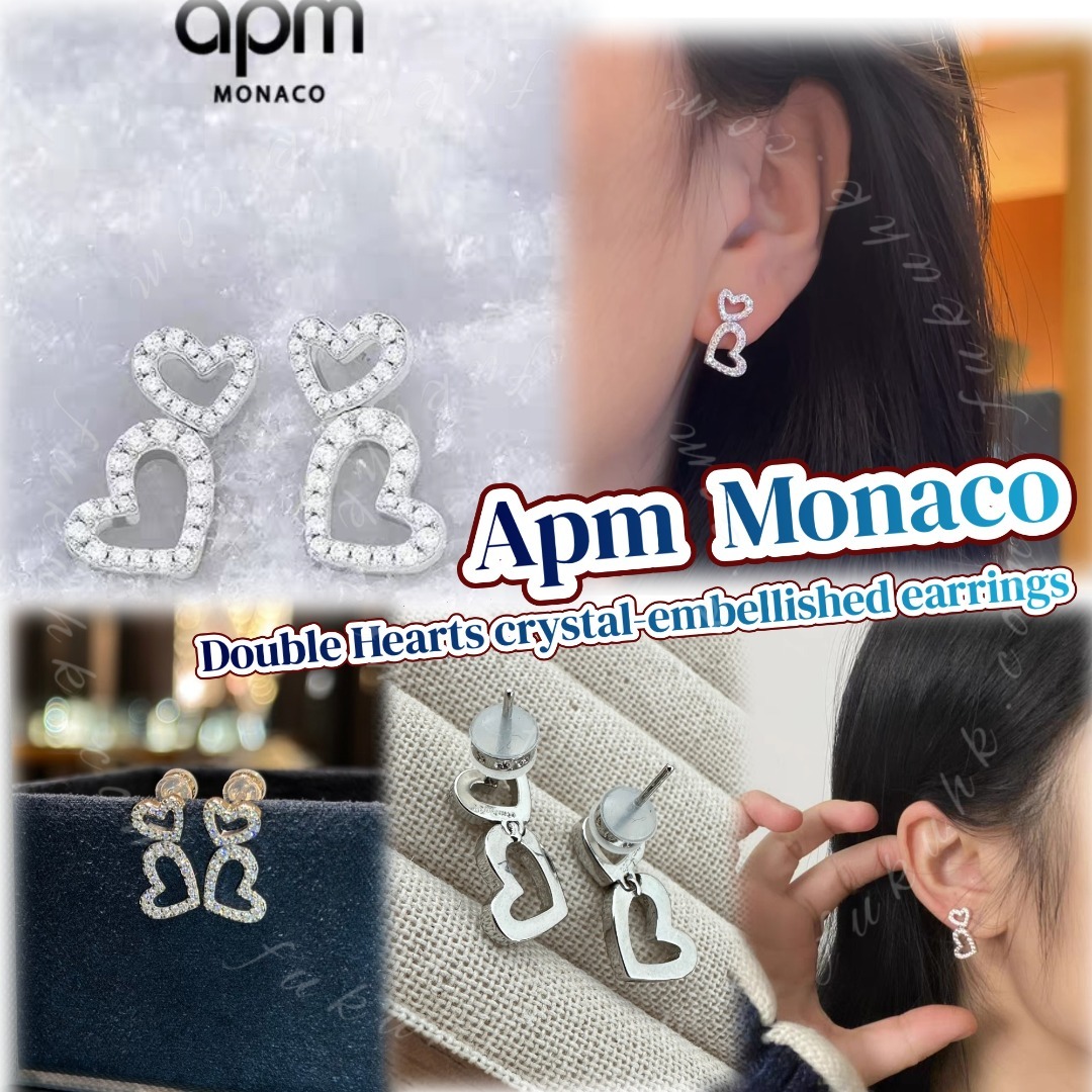 APM Monaco Double Hearts crystal-embellished earrings 雙愛心耳環