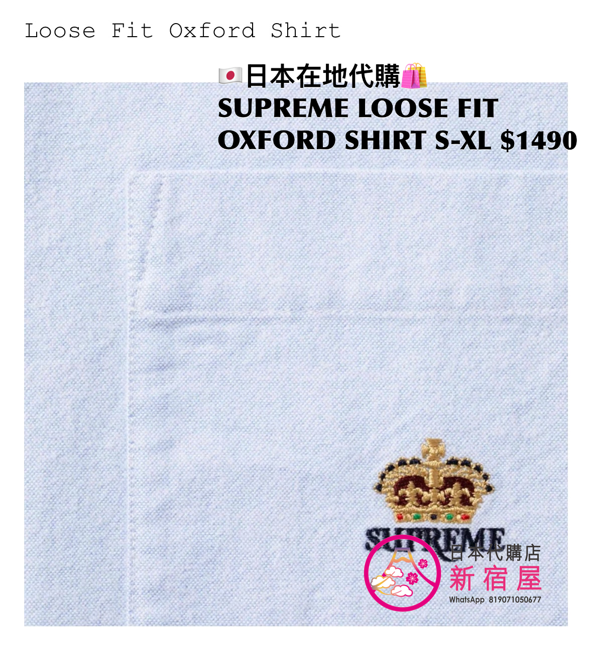 SUPREME LOOSE FIT OXFORD SHIRT
