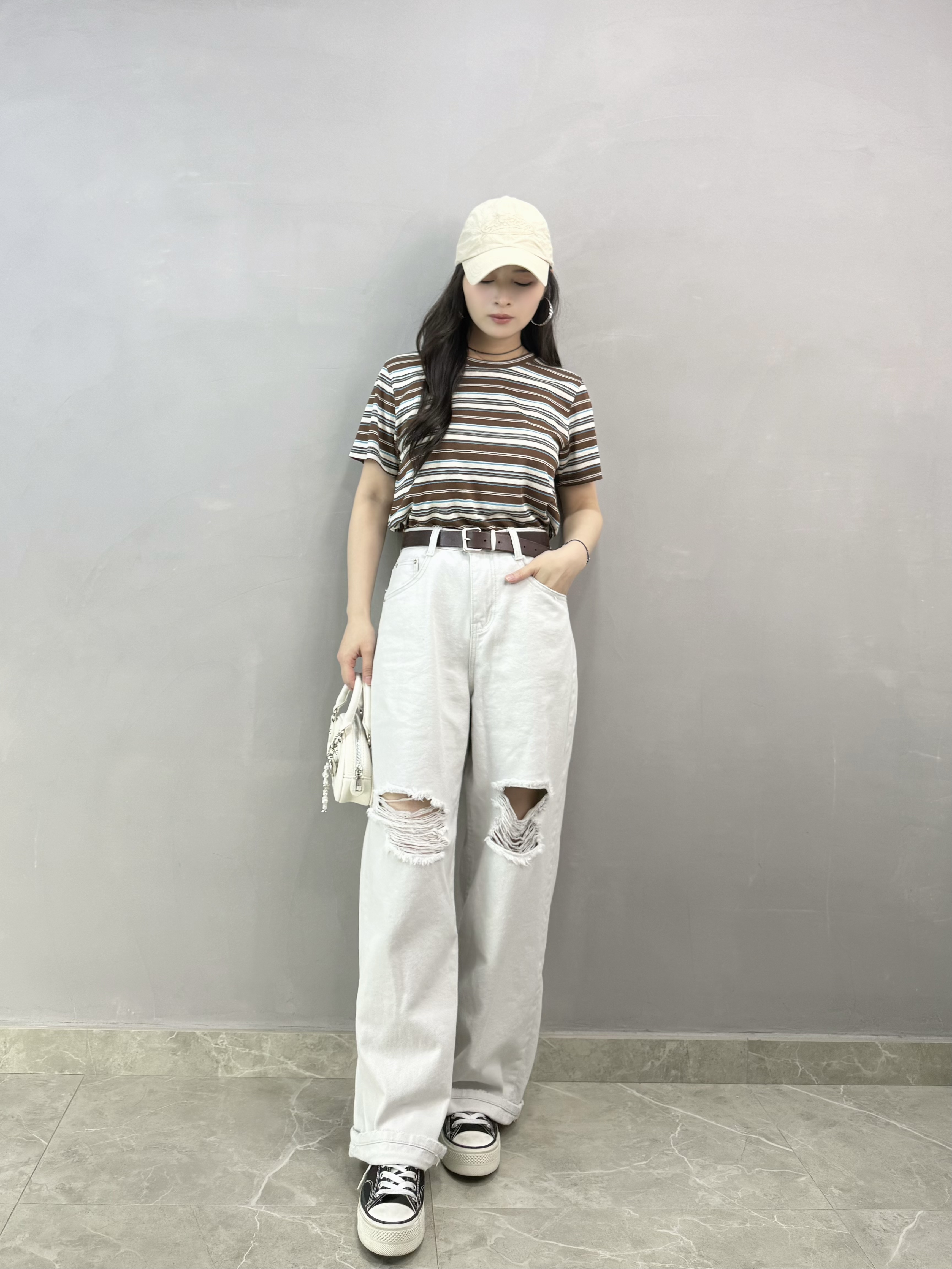 W75 拼色橫間涼爽Tee