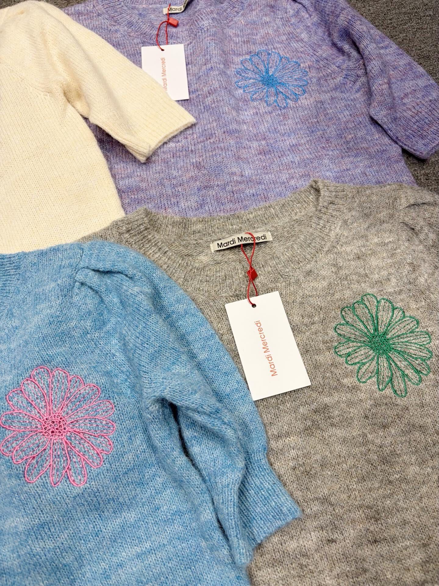 預訂 Mardi Mercredi小雛菊刺繡針織短袖上衣