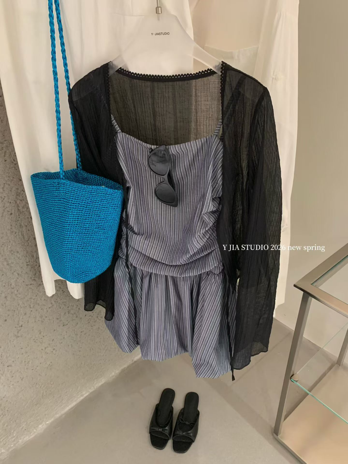 1772 Muse's Realm of Muses Two-Piece set 缪斯之境蓝条纹花苞裙套装 
