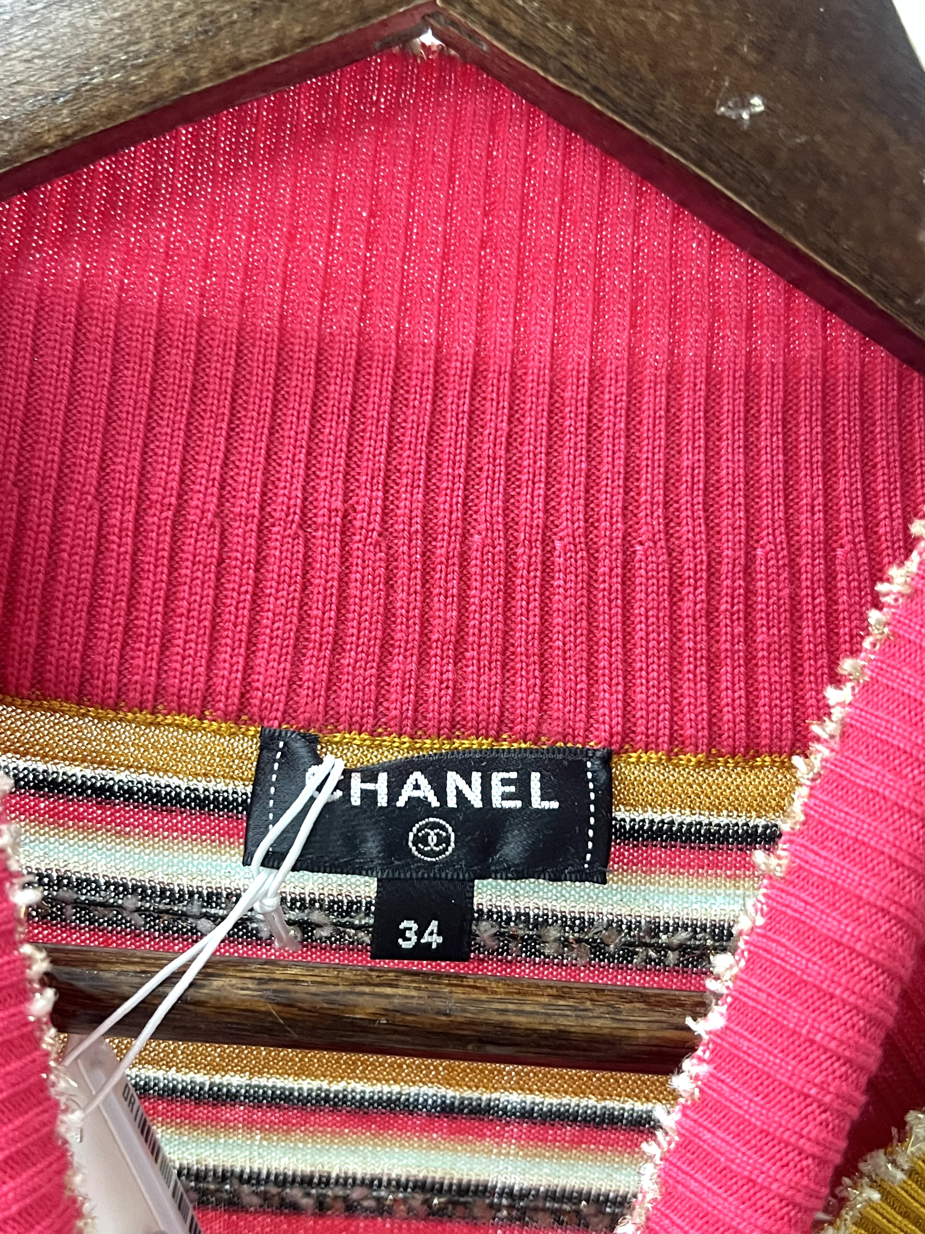 Pre-Owned CHANEL Striped Knit Mock Neck Sweater / Product Code: 26051906