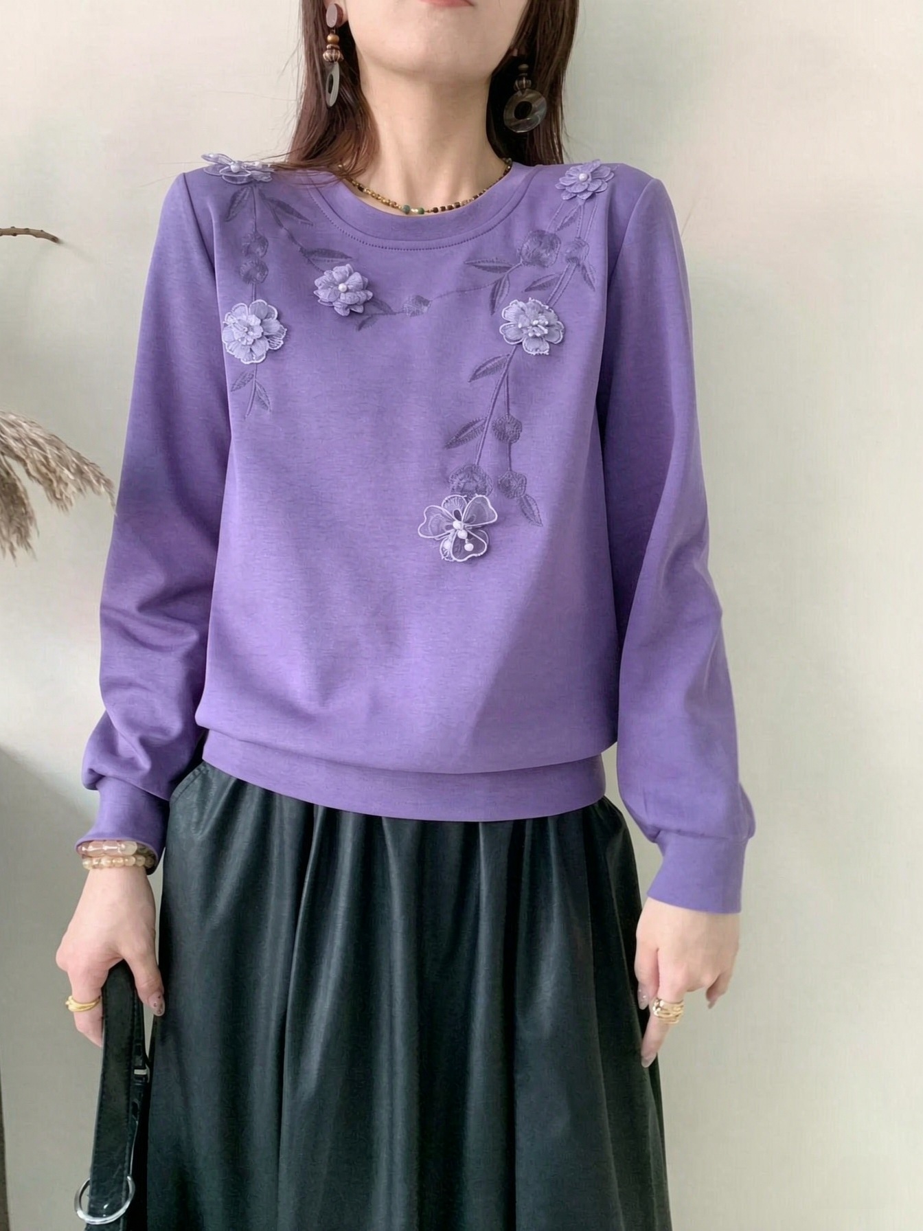 立體花朵刺綉棉料上衣(M38寸胸/L40寸/XL42寸平量)