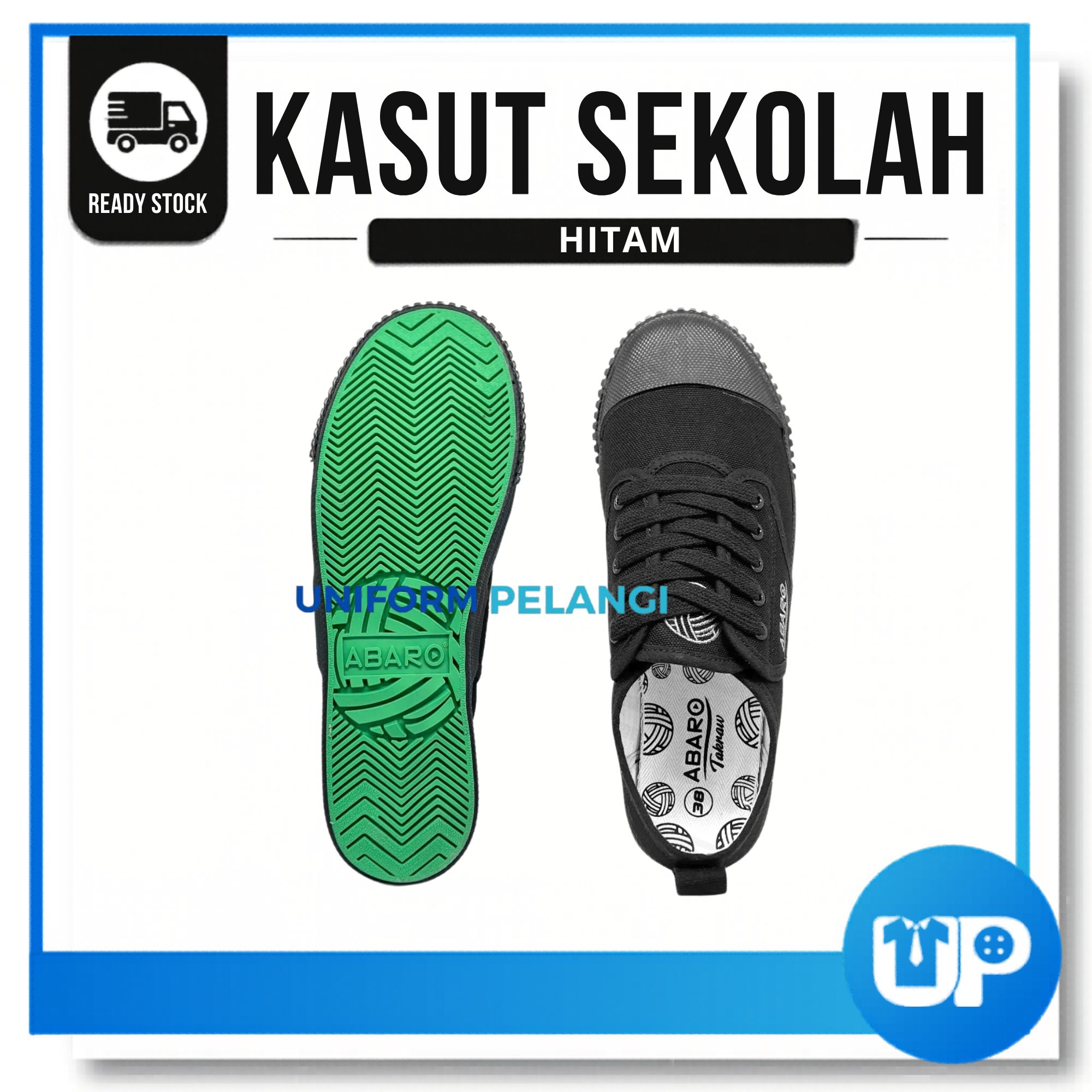 ABARO Takraw Kasut Sekolah Hitam | Sepak Takraw Shoes