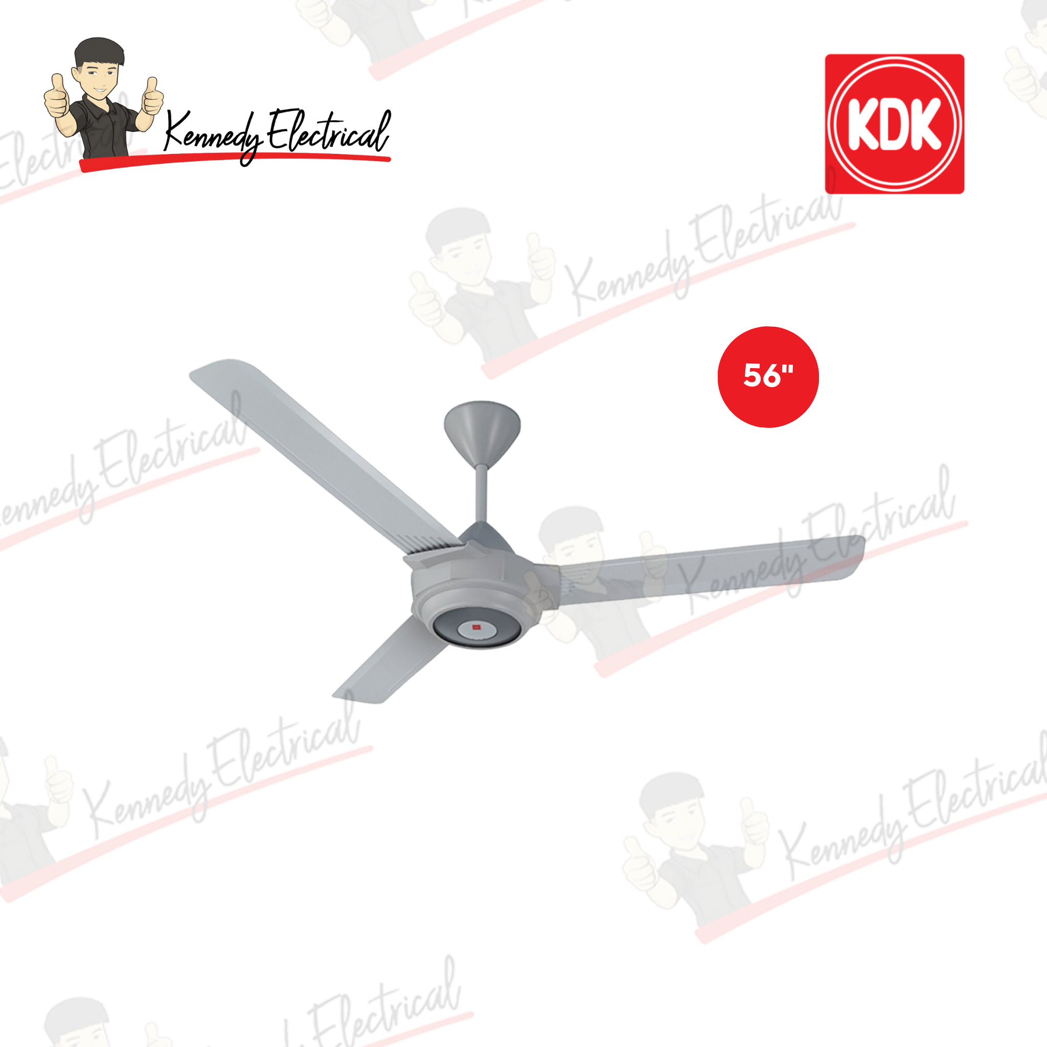 KDK 56" 3-Blade Remote Ceiling Fan K14X2-GY (Grey)