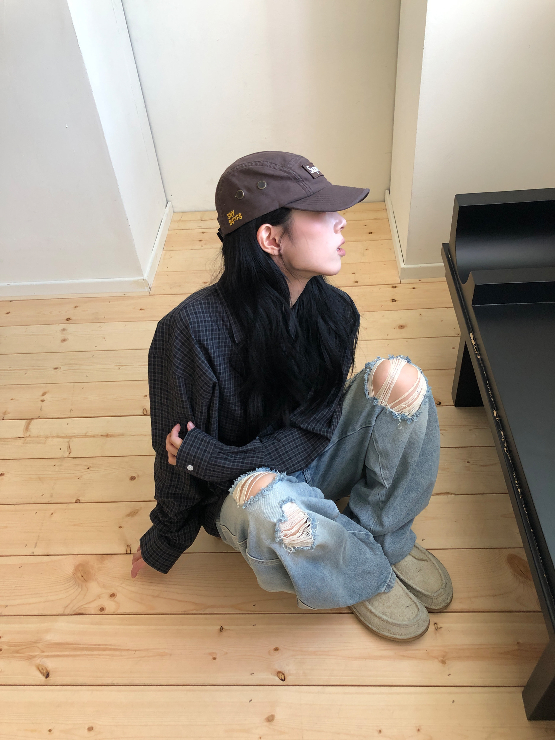 Oversized Plaid Cotton Shirt(Unisex)