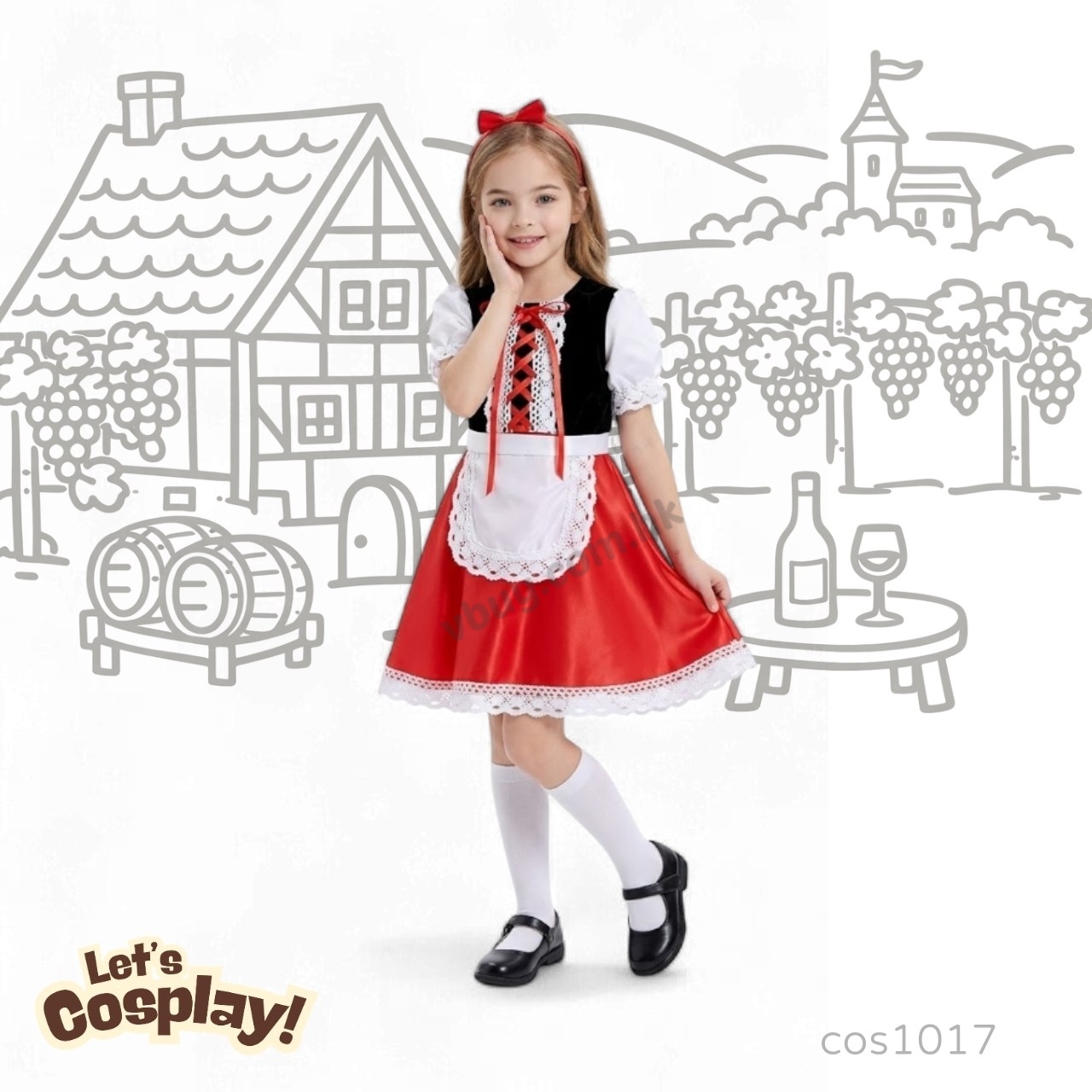 女童兒童德國民族服裝 germany costume| 奧地利民族服裝 Austria costume｜女童民族服裝  | 國際文化民族服飾｜International Day costume | 兒童萬聖節服裝推介 cos1017