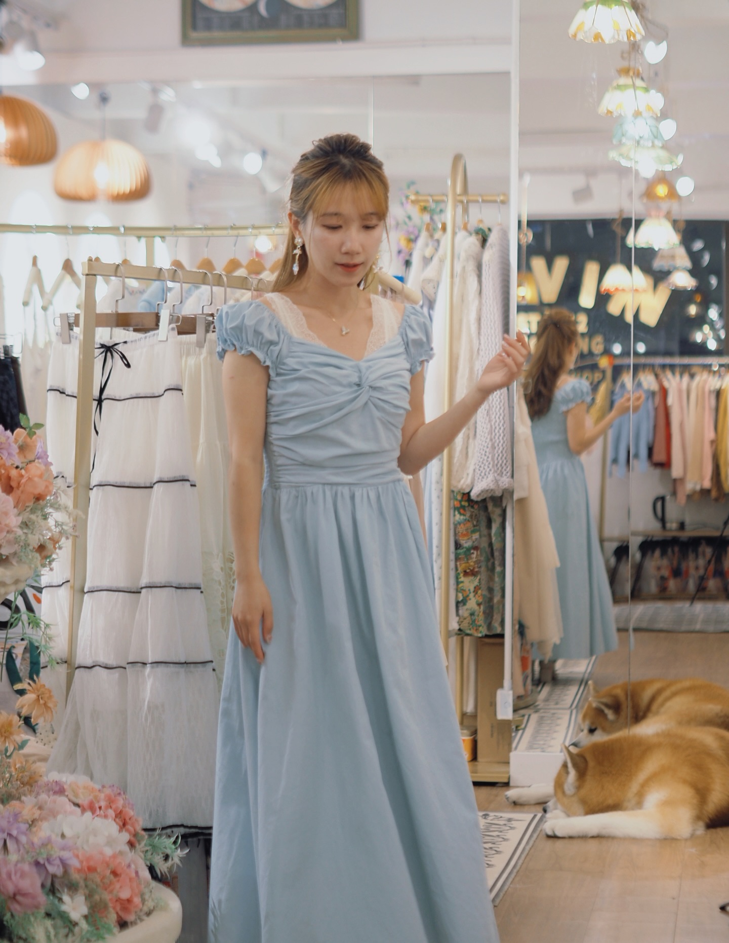 湖水綠色連身裙