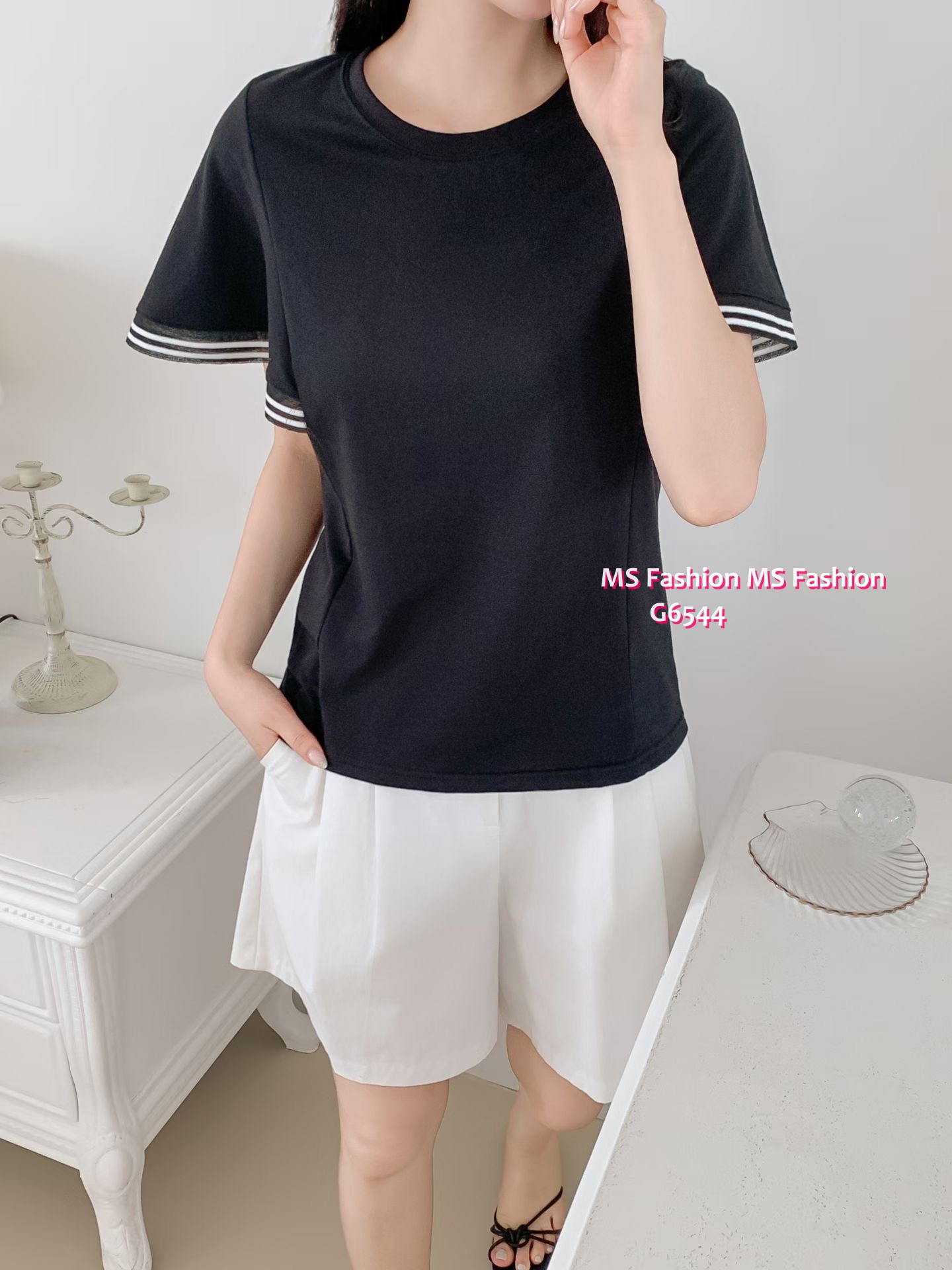 G6544 小荷葉袖top