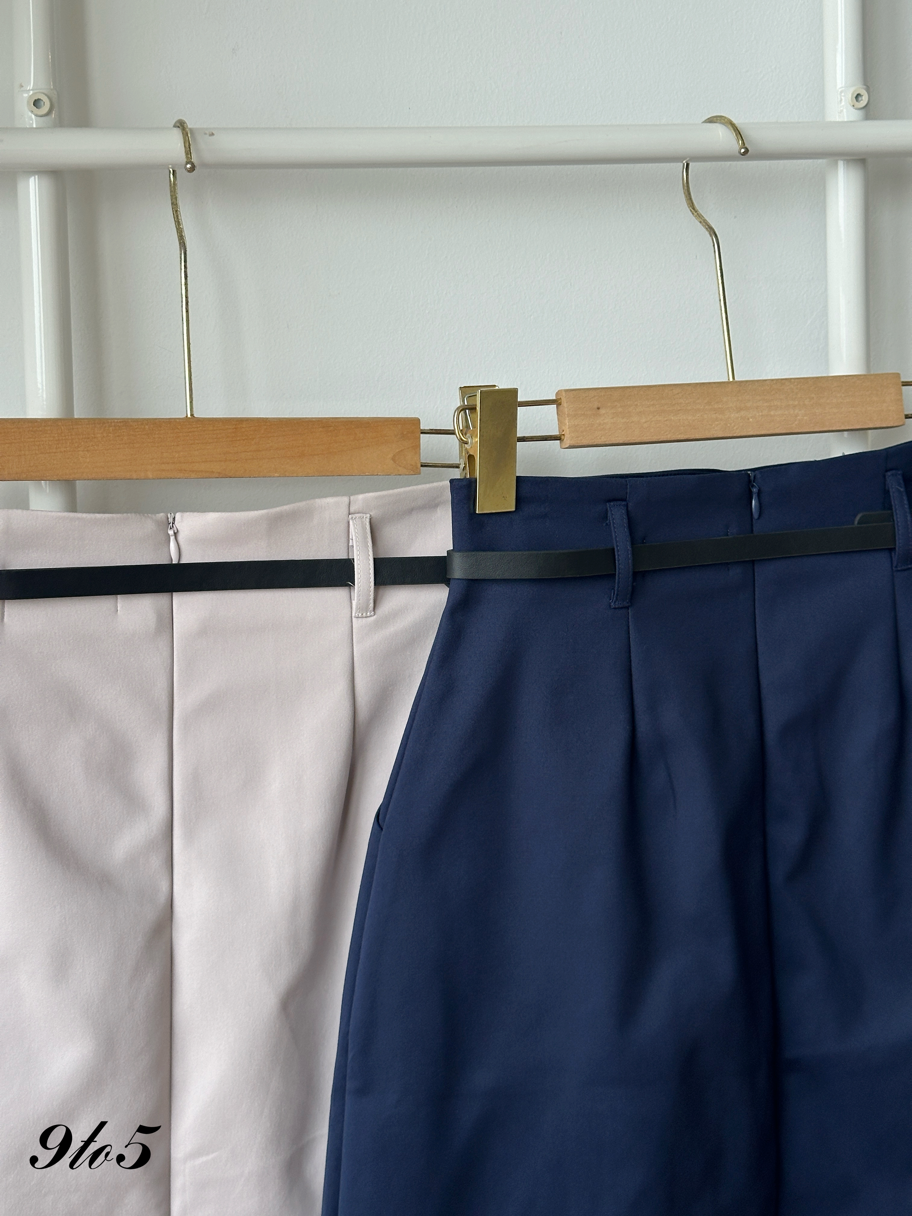 S1991 Hikari Midi Pleated Skirt - Beige Grey & Blue