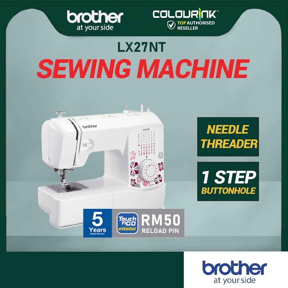 Brother Home Sewing Machine LX27NT Quick Set Bobbin 1-Step Buttonhole 27 Built-in Stitches Mesin Jahit Baju