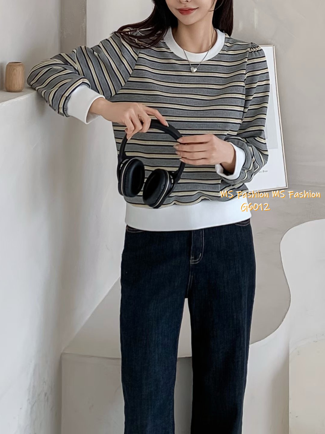 G6012 韓國🇰🇷拼色橫間top