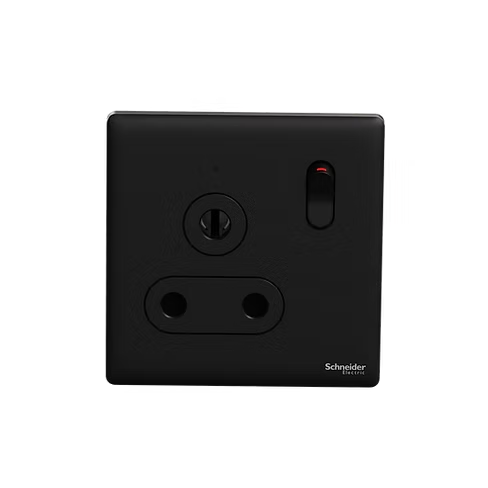 施耐德 Unica X 曜石黑 15A單蘇有掣有燈 插座