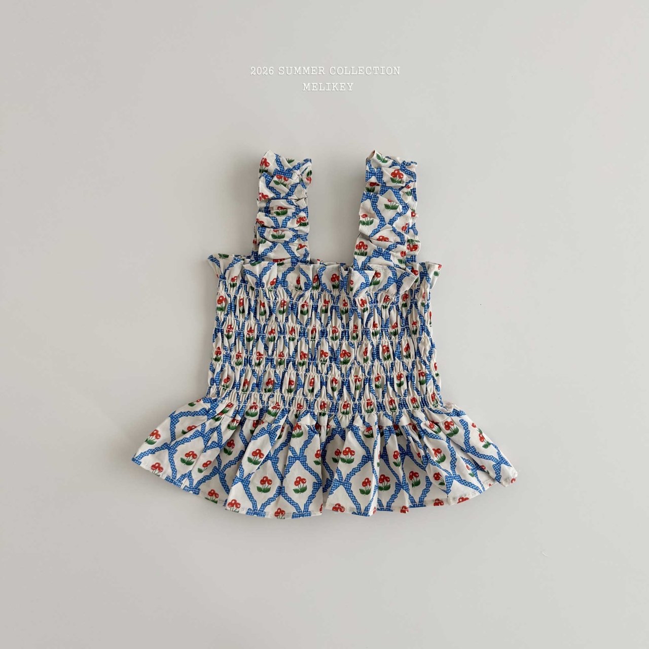 Cherry Ribbon Tucking Blouse