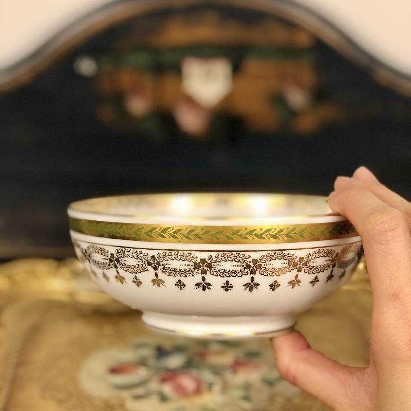 Antique Pre-1930s French Limoges by Jean Pouyat Elegant Laurel Gold Gilt Bowl(MT467)