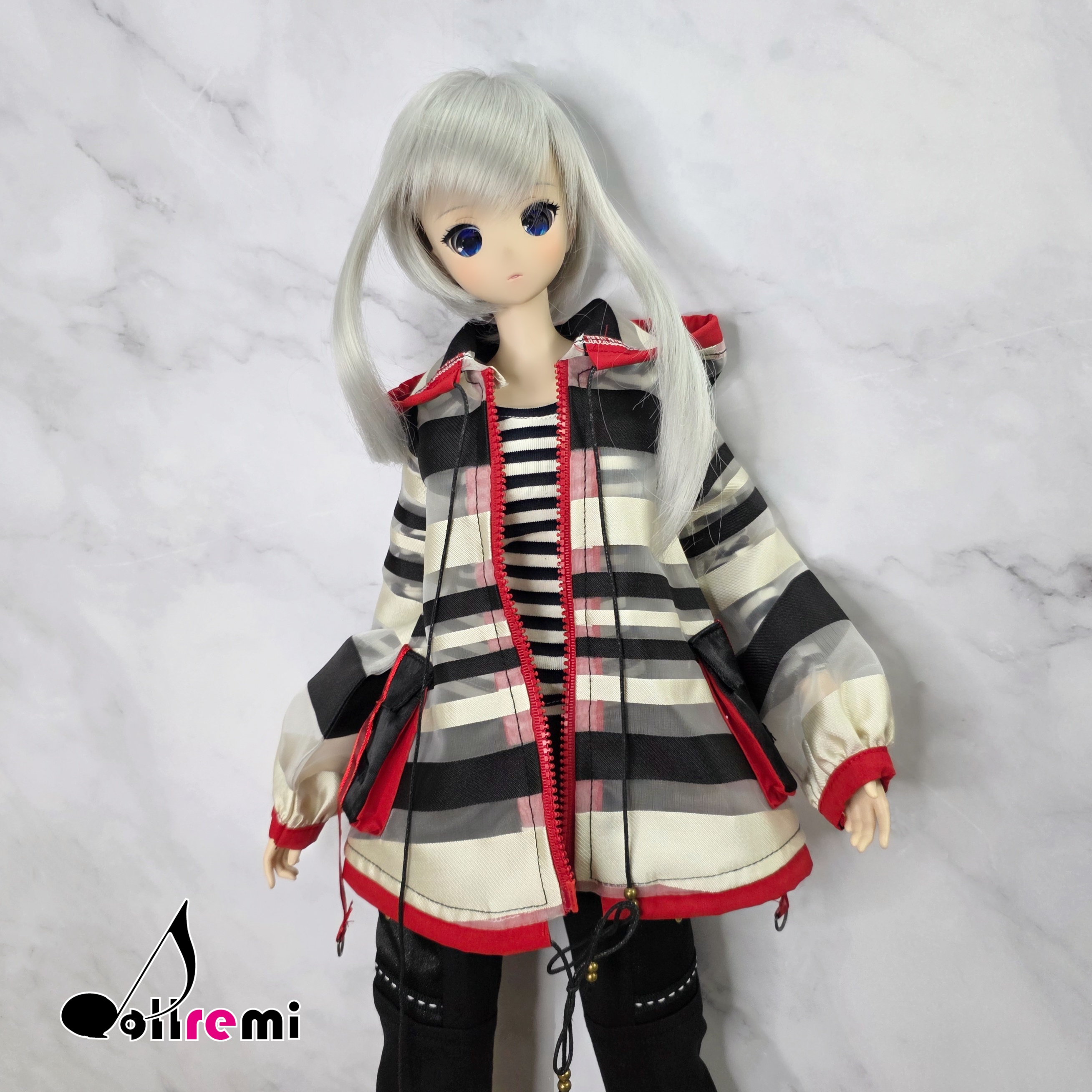 【dollremi】(DD0640)透明黑白間條外套 Sheer black and white striped jacket