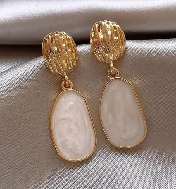Elongated Oval Drop Earrings