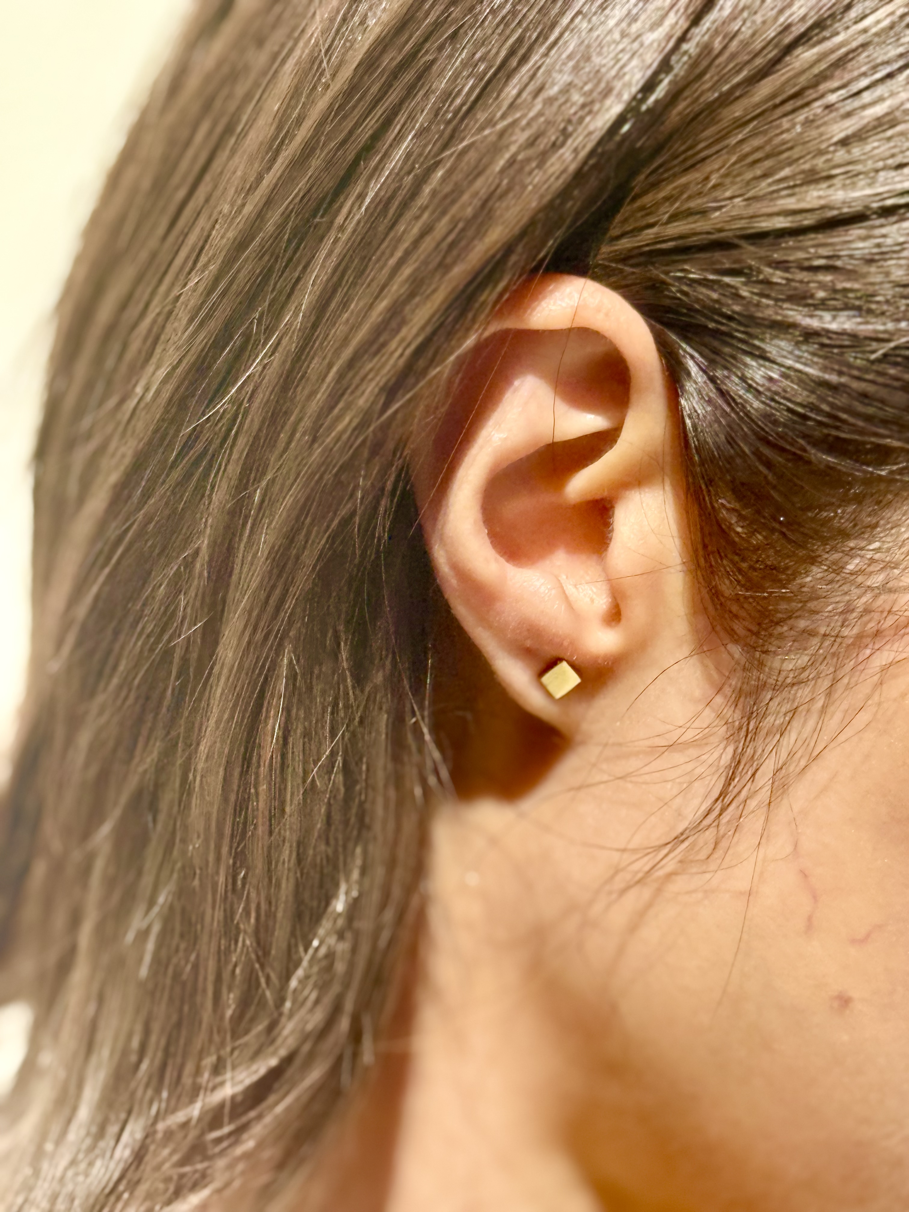 Gold square stainless earring