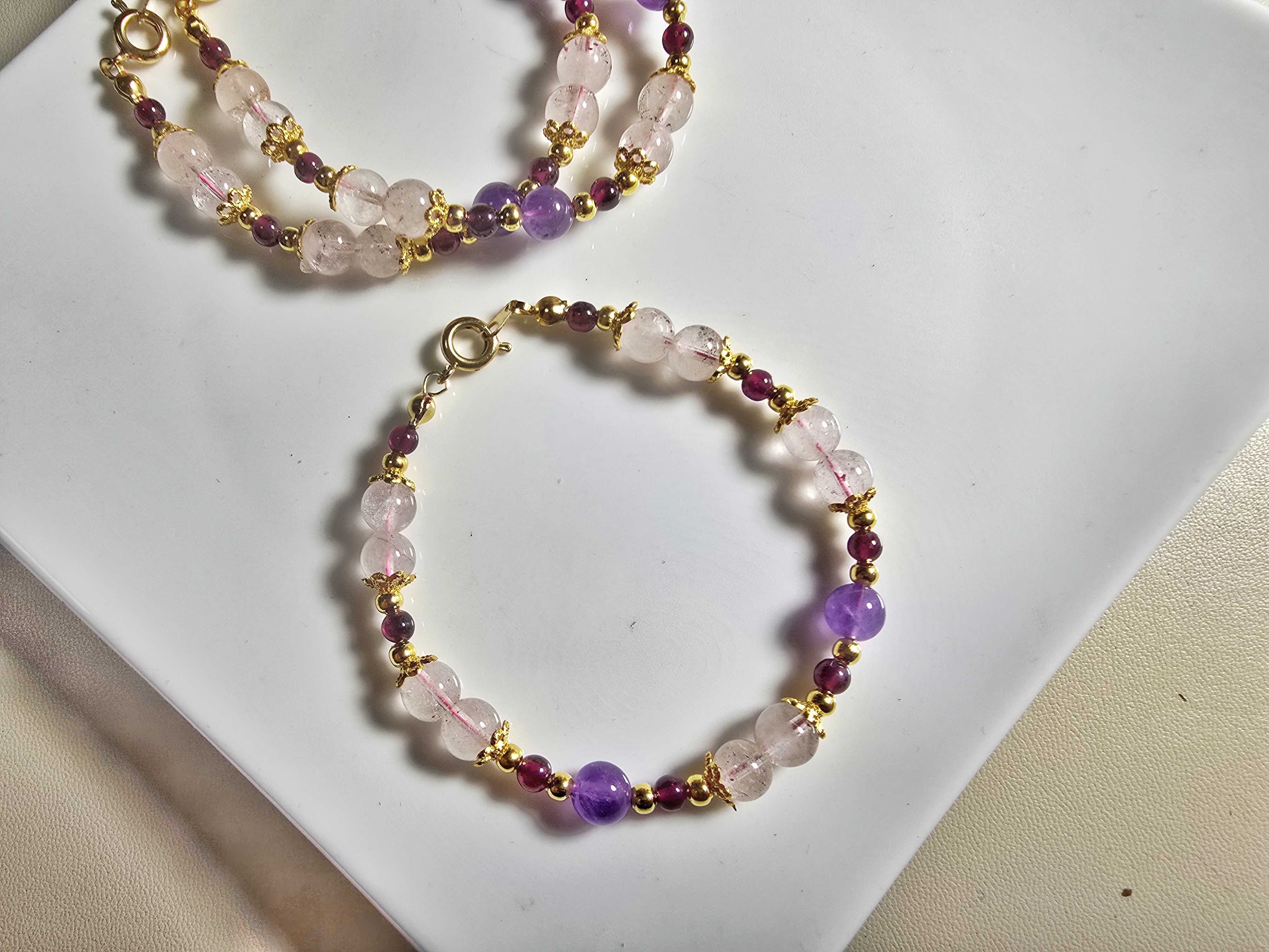 DIY0126-5 天然Super7 石榴石設計款手鍊