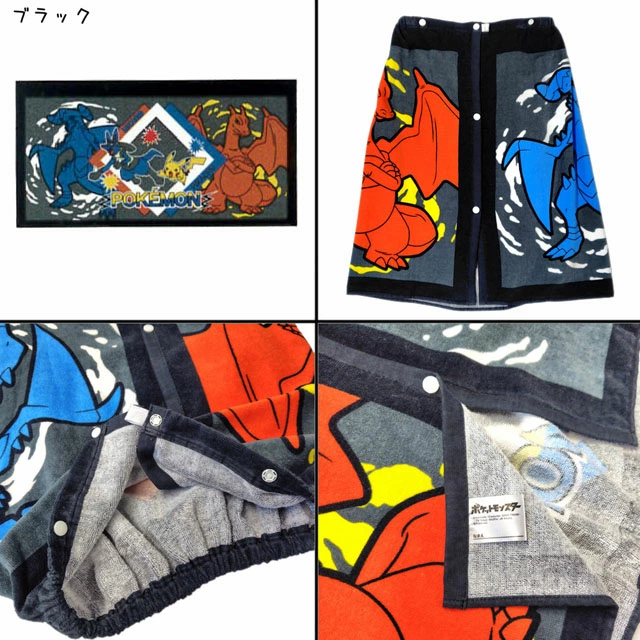 日本直送 Pokémon 寶可夢圖案裹巾 純棉沙灘浴巾 (60×115cm)