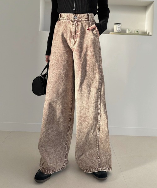 復古洗水闊腳牛仔褲【JP007】