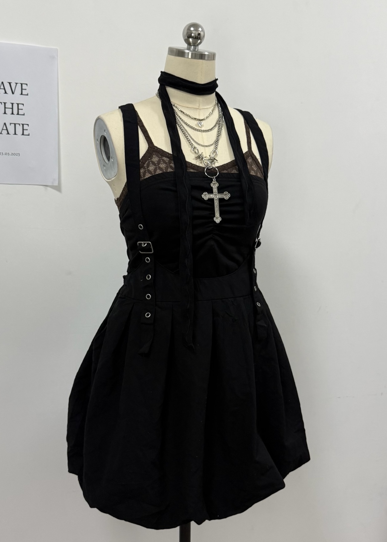 Gothic Straps Bubble Aline Skirt