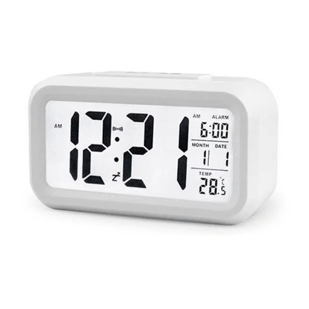 大屏幕超靜音 LED電子鐘 帶光感 白色 UB0248